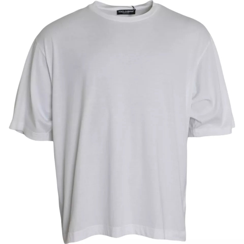 Dolce & Gabbana White Cotton Round Neck Short Sleeve T-shirt TSH86325-60