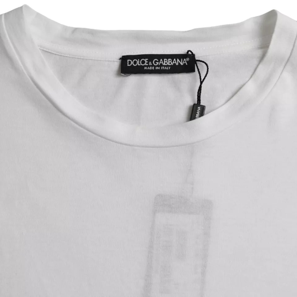 Dolce & Gabbana White Cotton Round Neck Short Sleeve T-shirt TSH86325-60