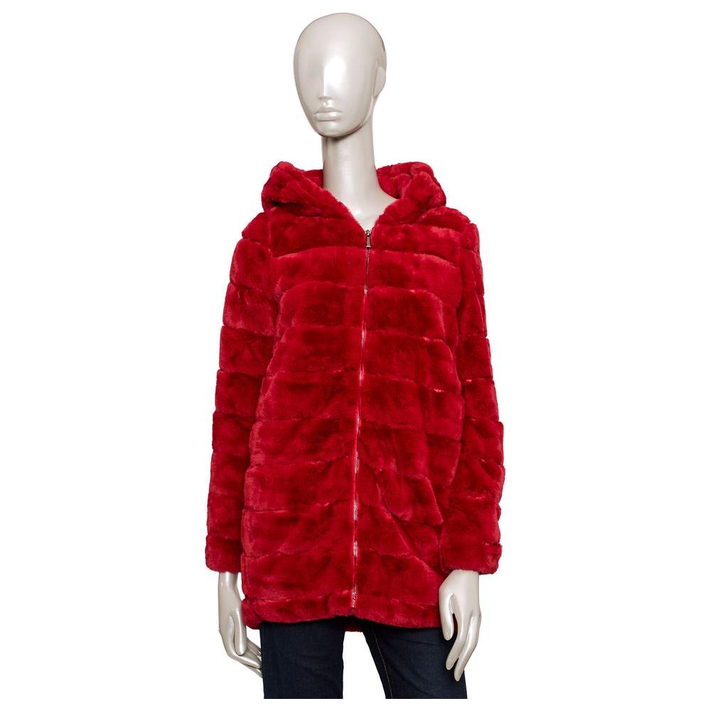 Baldinini Trend Red Polyester Women Jacket Baldinini Trend Dark Red