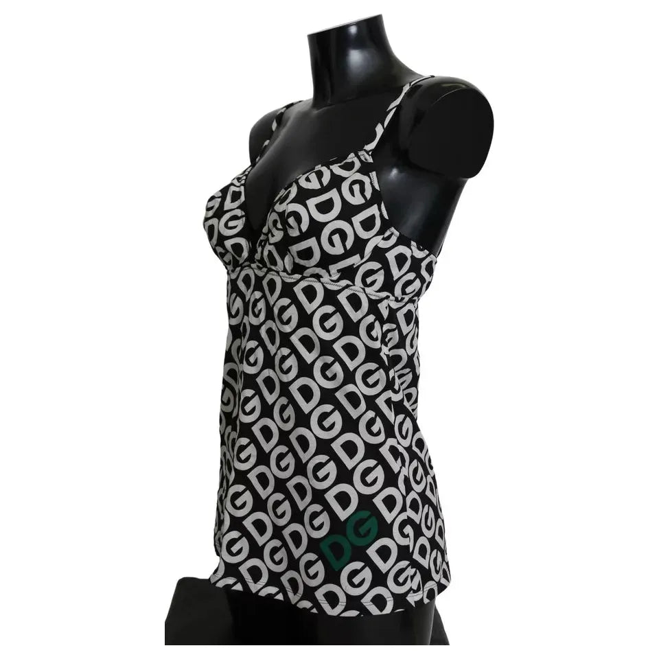 Dolce & Gabbana Black DG Mania Print Sleeveless Swimwear Dolce & Gabbana Dark Gray