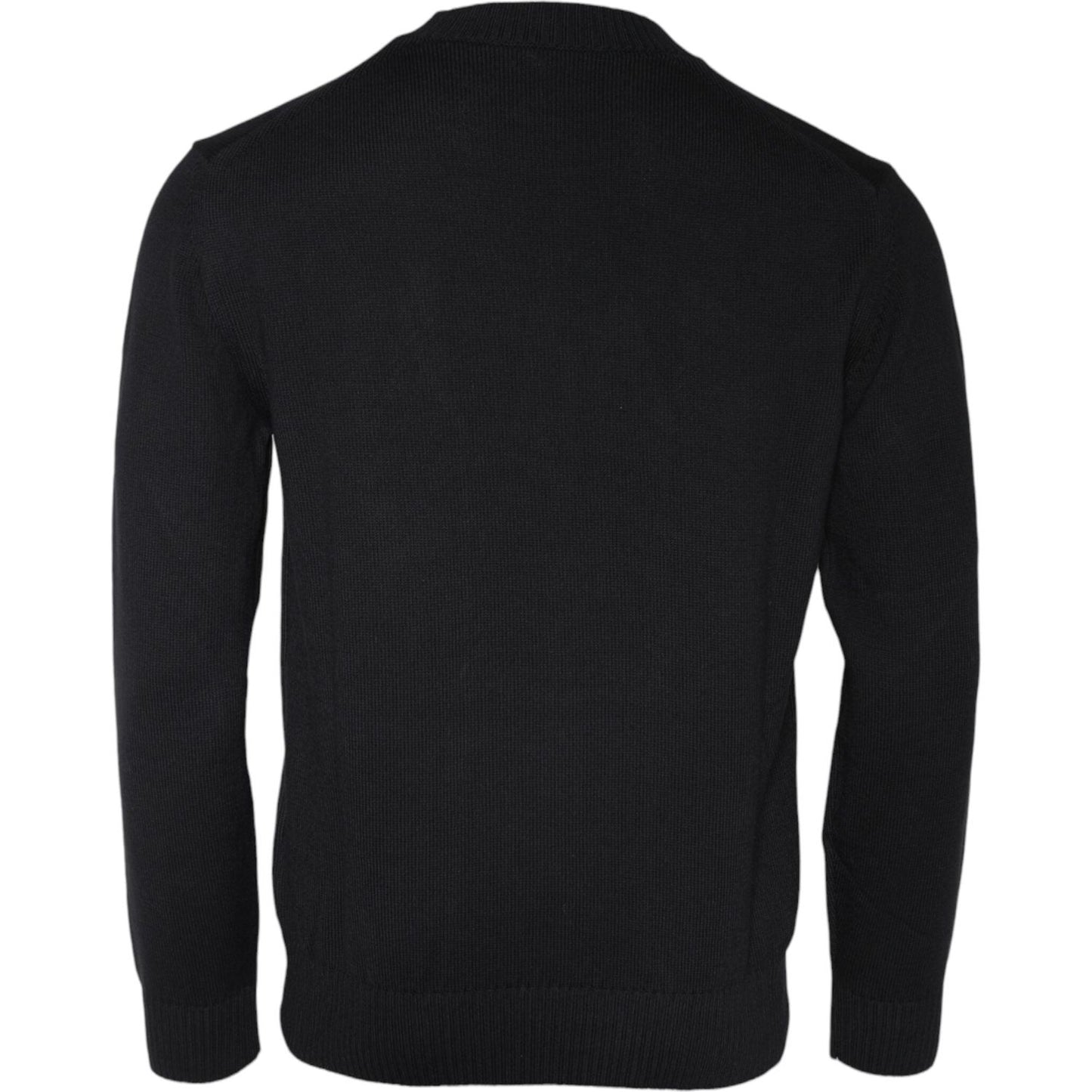 Versace Black Medusa Embroidery Crew Neck Pullover Sweater Versace Black