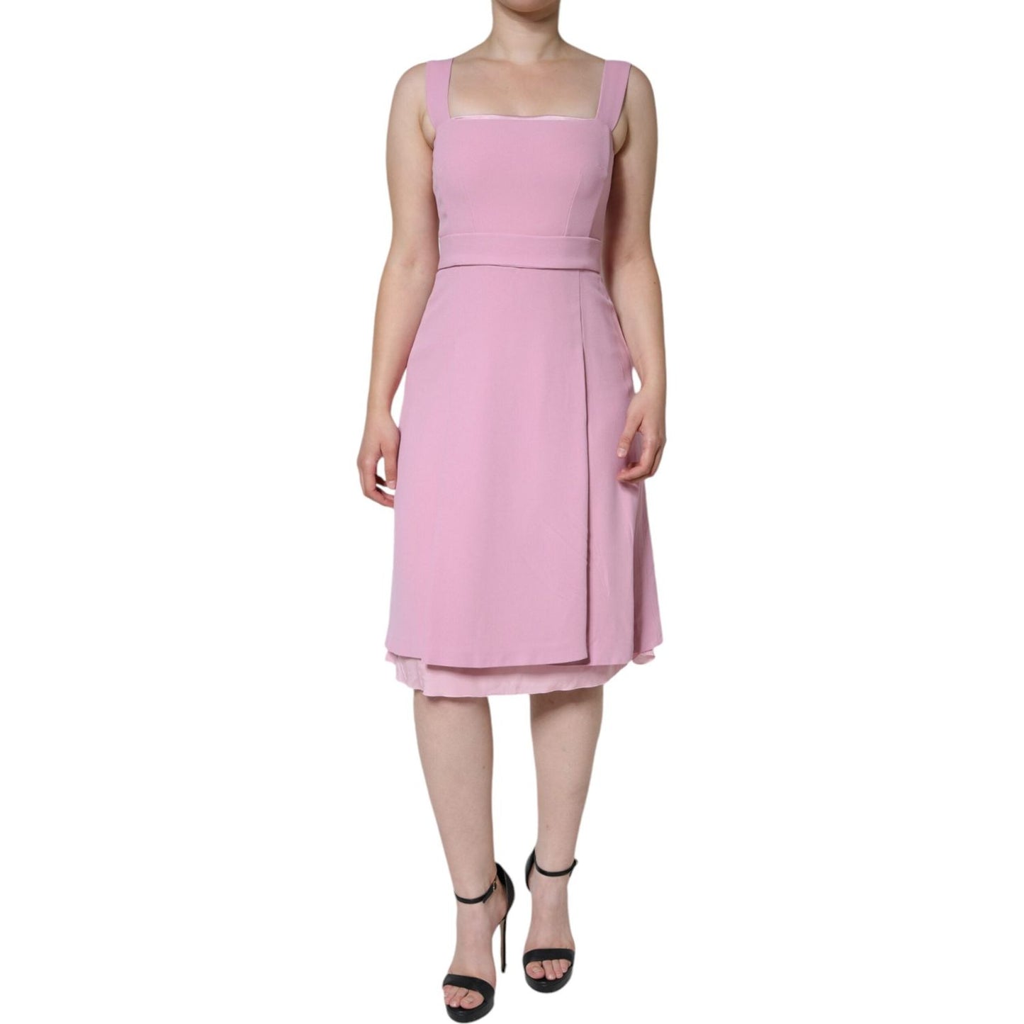 Dolce & Gabbana Pink A-line Flare Viscose Sleeveless Dress Dolce & Gabbana Gray