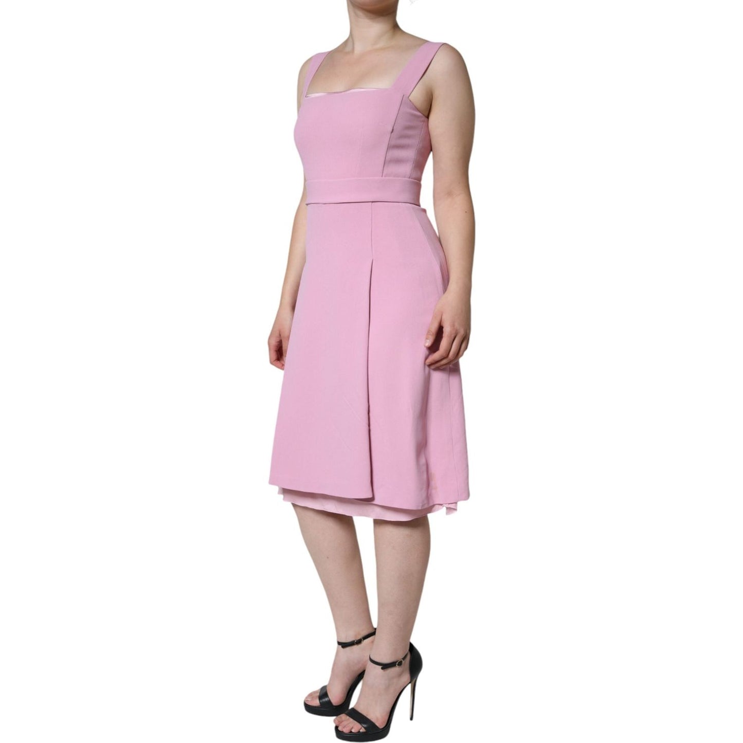 Dolce & Gabbana Pink A-line Flare Viscose Sleeveless Dress Dolce & Gabbana Gray