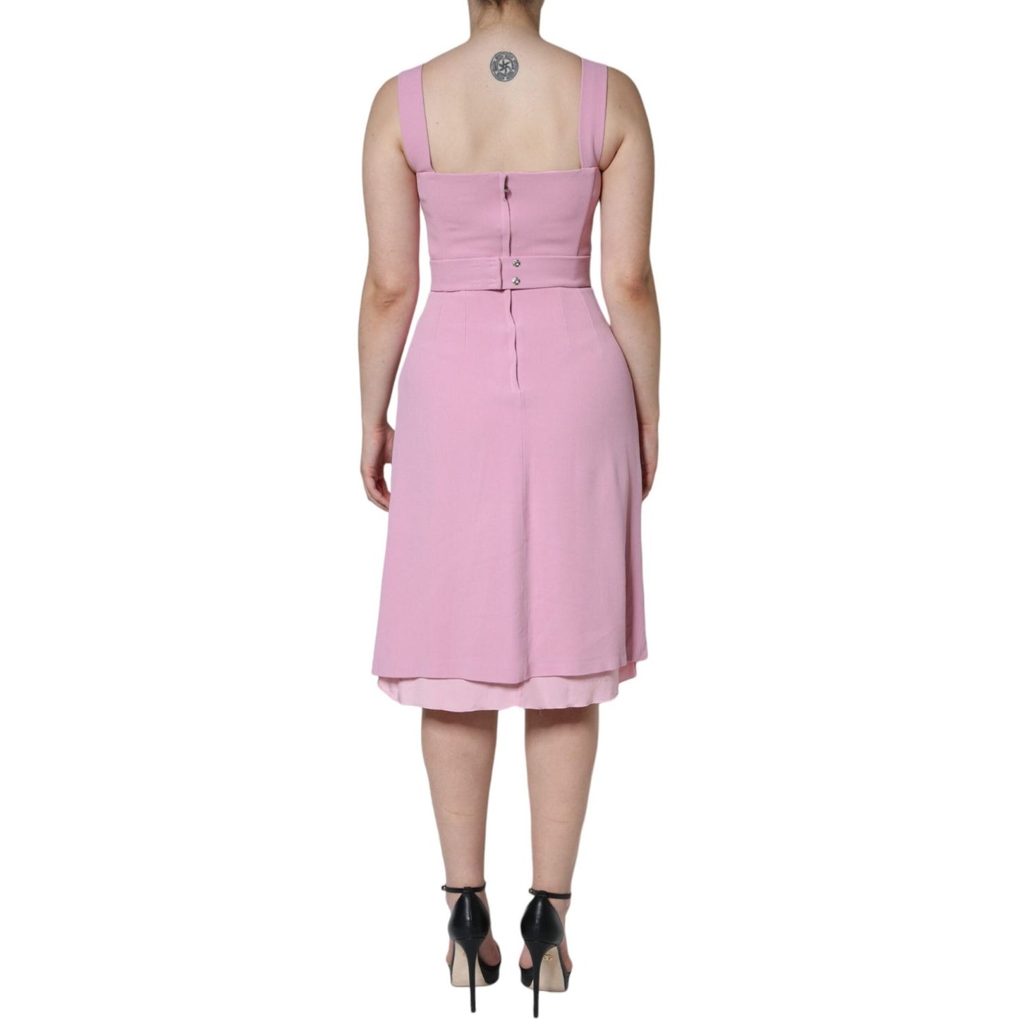 Dolce & Gabbana Pink A-line Flare Viscose Sleeveless Dress Dolce & Gabbana Gray