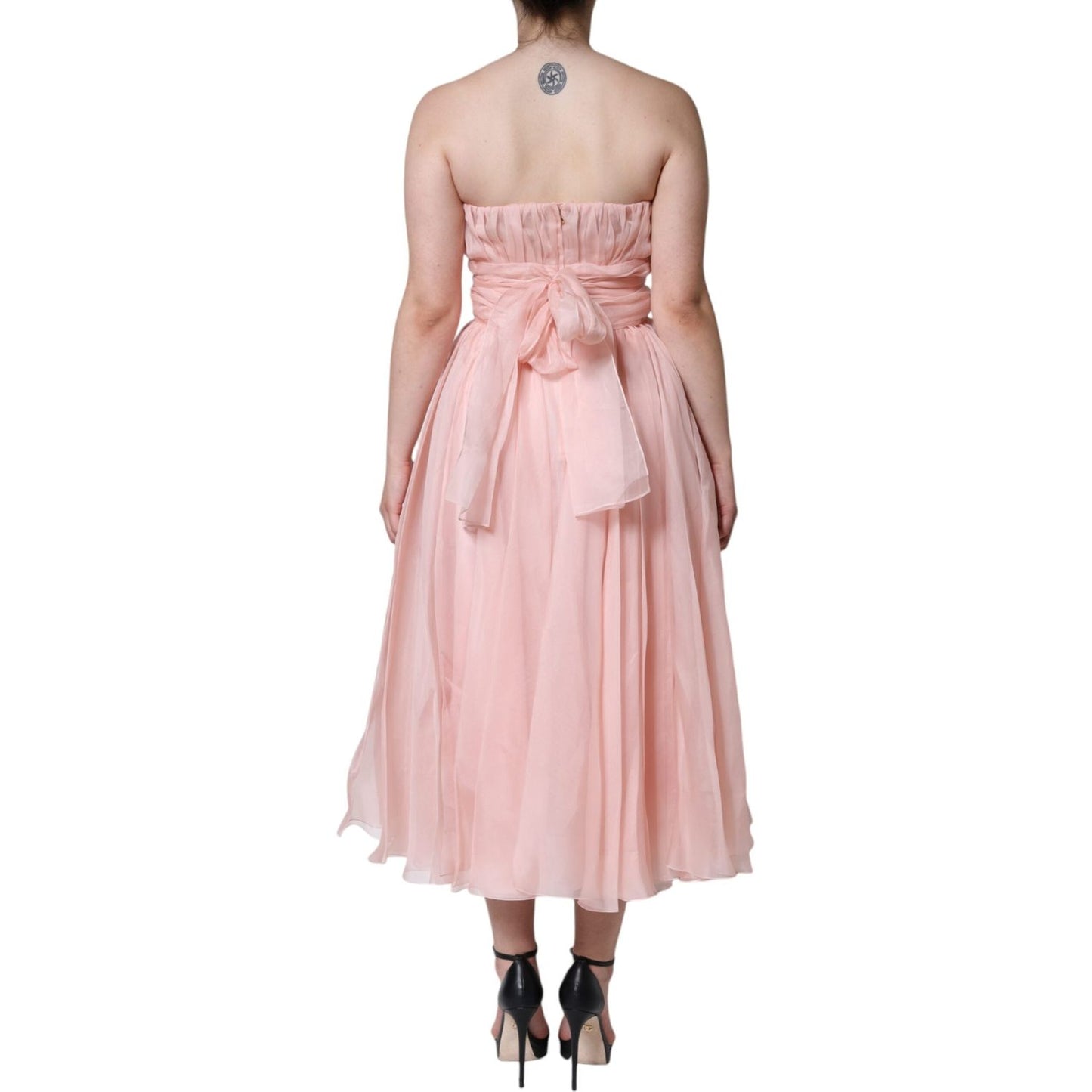 Dolce & Gabbana Pink Silk Strapless Maxi A-line Gown Dress Dolce & Gabbana Gray