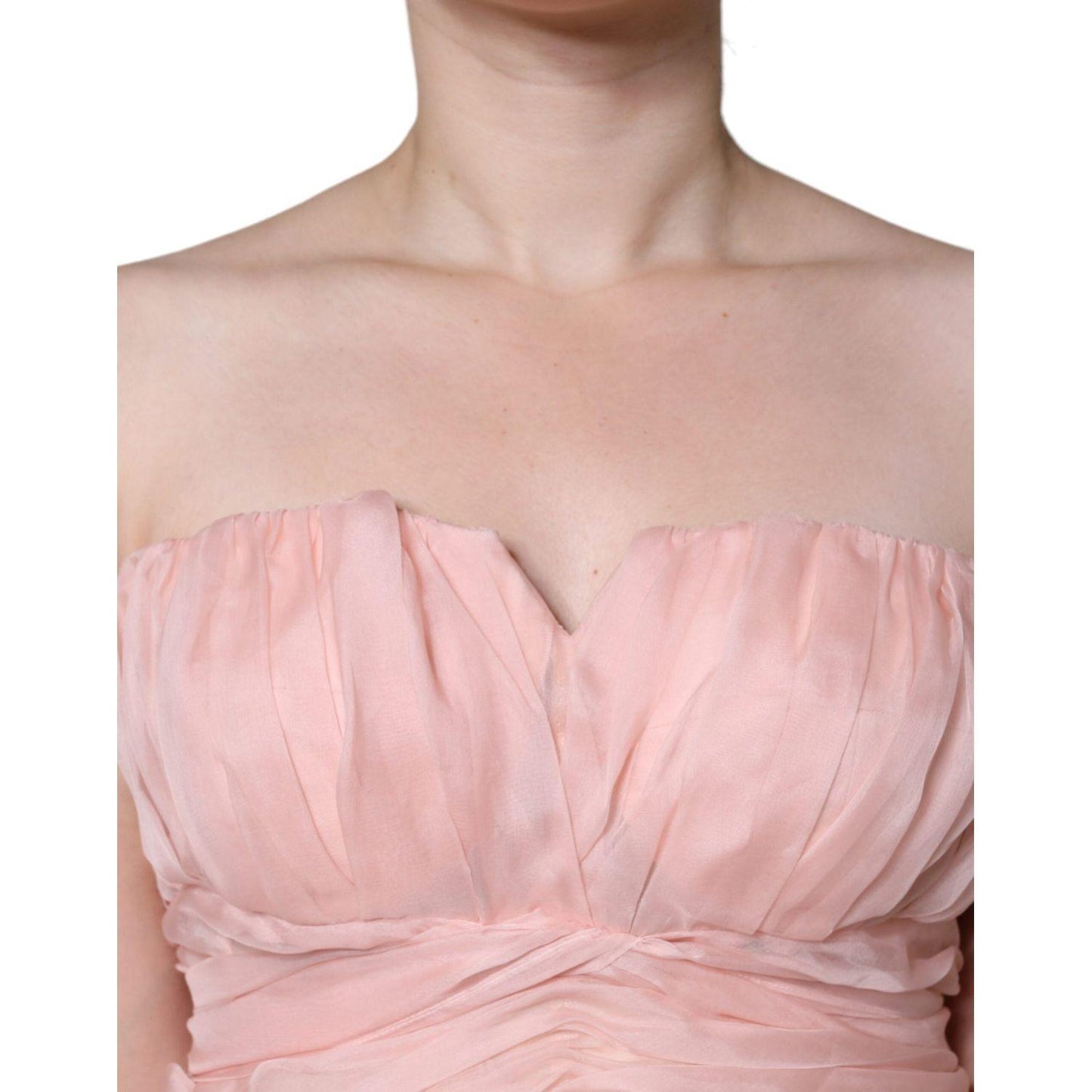 Dolce & Gabbana Pink Silk Strapless Maxi A-line Gown Dress Dolce & Gabbana Gray