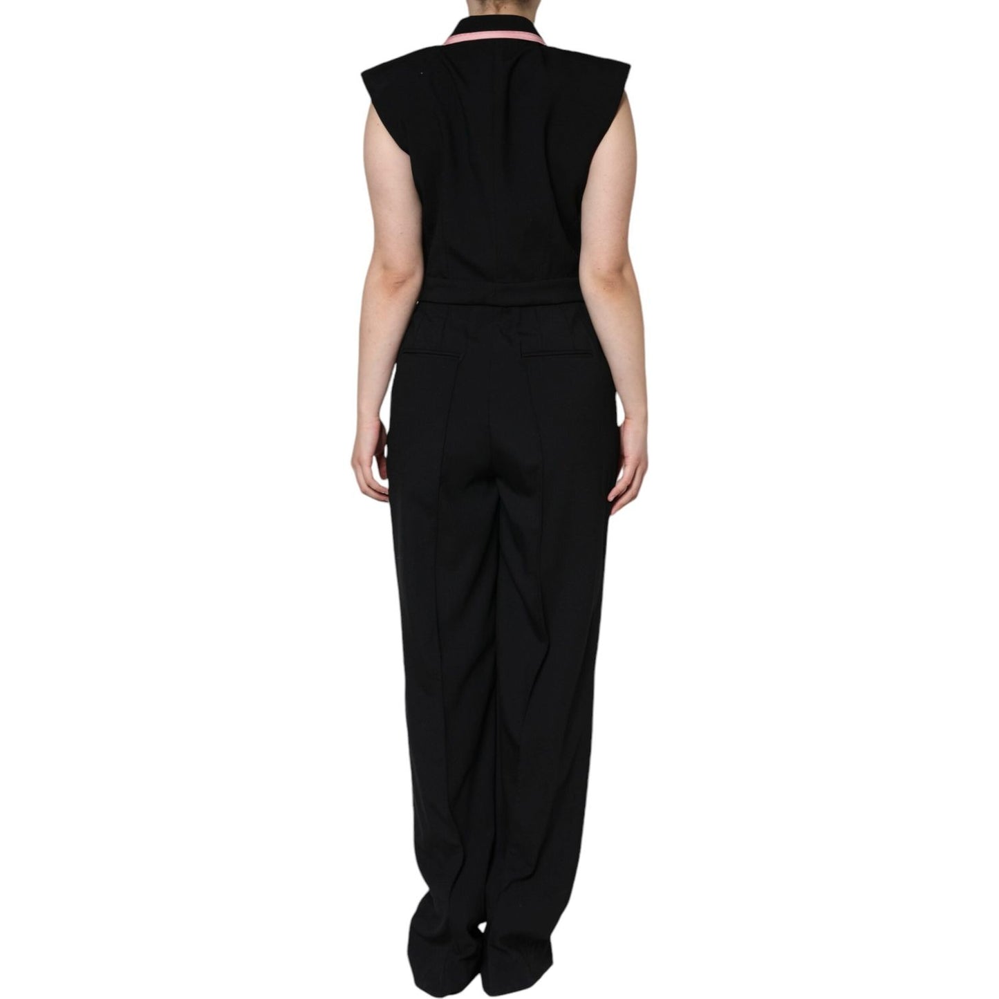 Dolce & Gabbana Black Wool Blend Sleeveless Jumpsuit Dress Dolce & Gabbana Tan