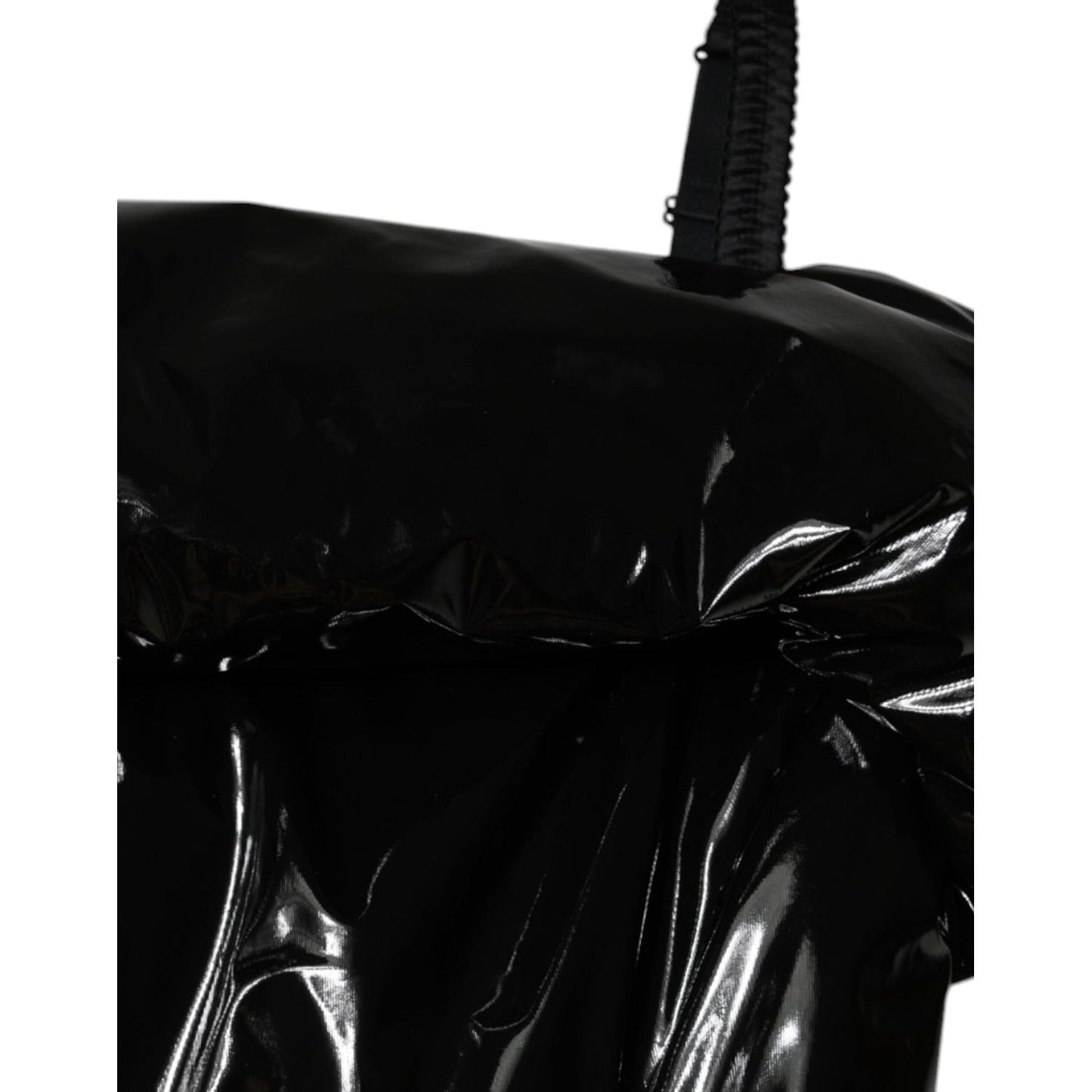 Dolce & Gabbana Black Polyester Ruched Coated Mini Dress Dolce & Gabbana Black