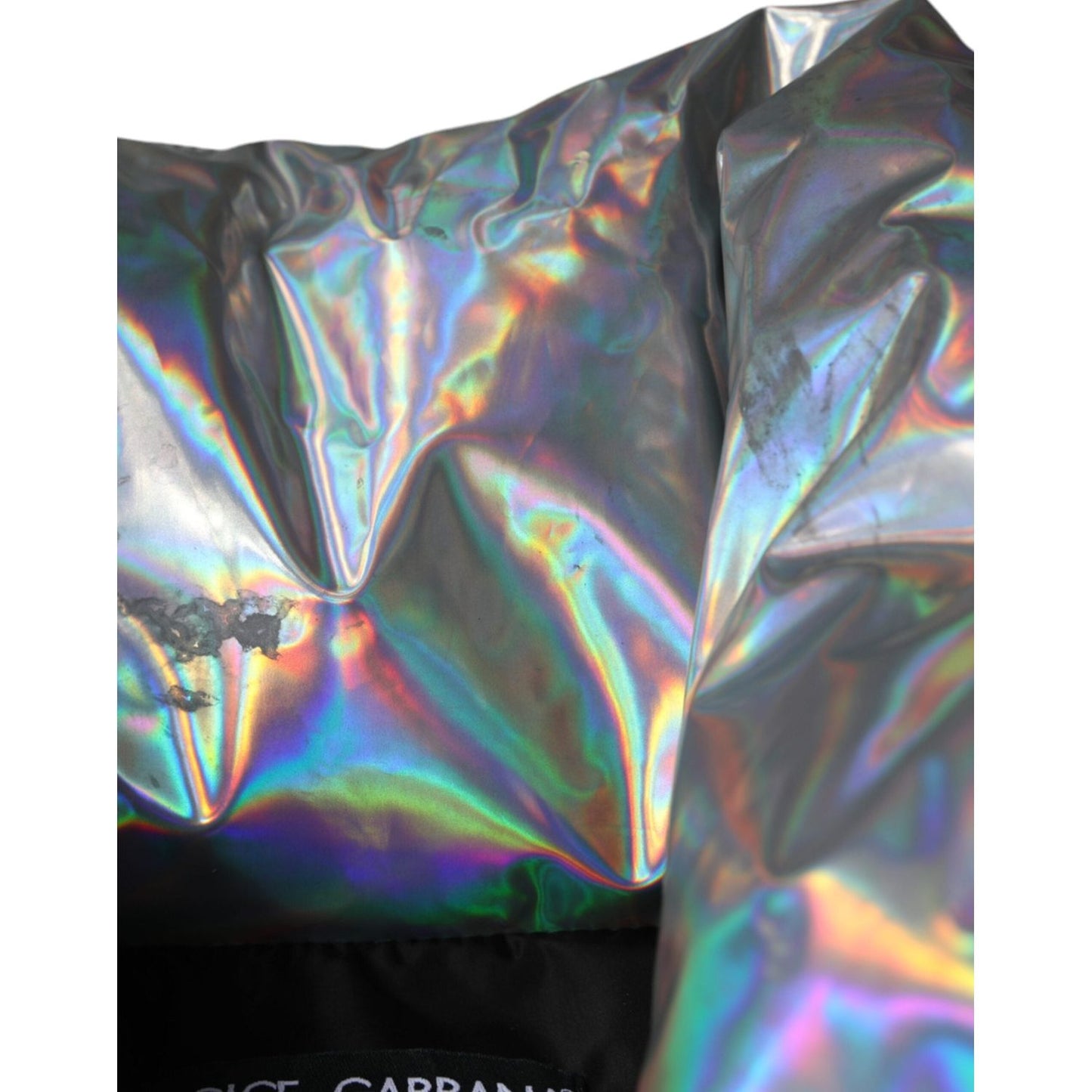 Dolce & Gabbana Silver Iridescent Puffer Full Zip Coat Jacket Dolce & Gabbana Dark Slate Gray