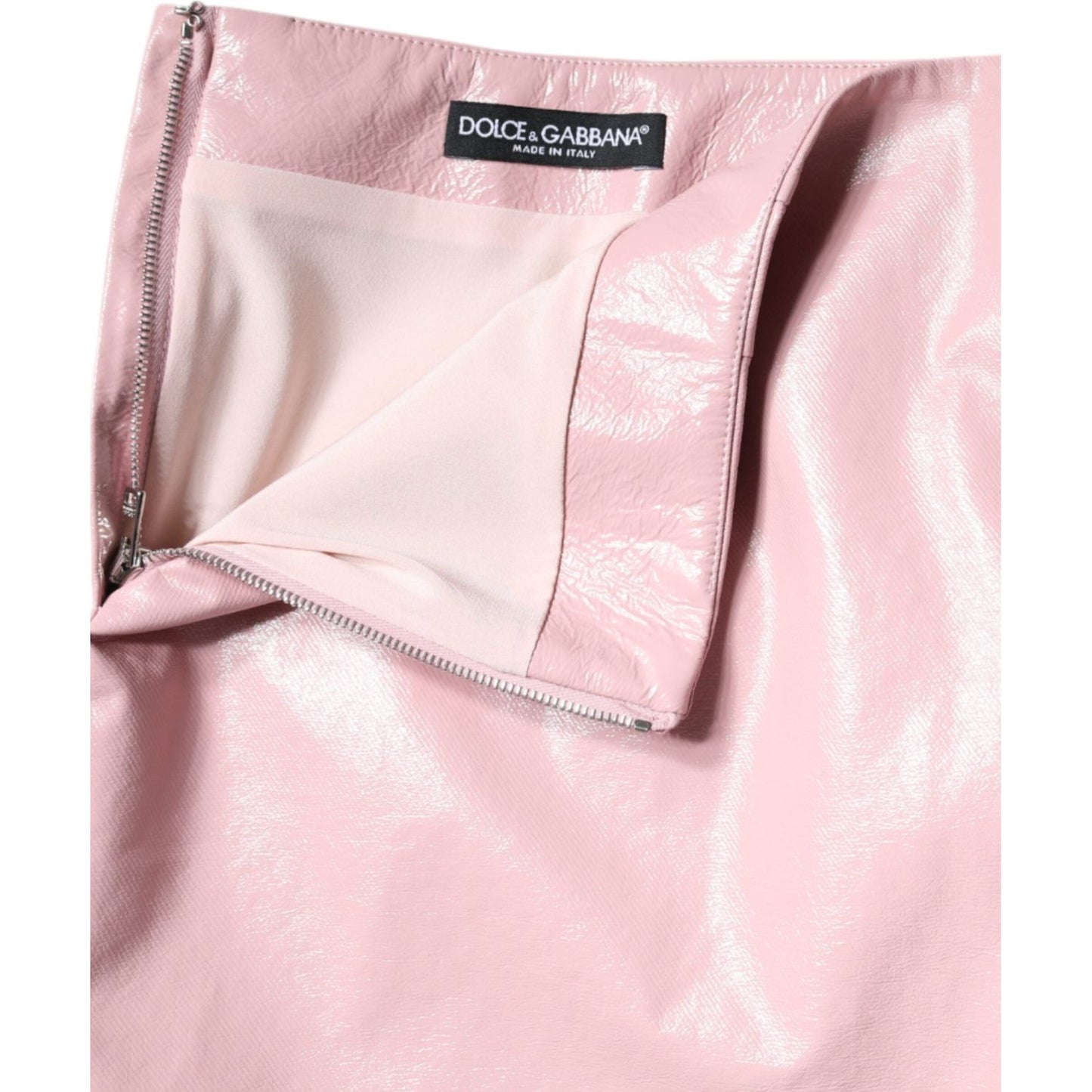 Dolce & Gabbana Glossy Pink Cotton High Waist Mini Skirt Dolce & Gabbana Pink
