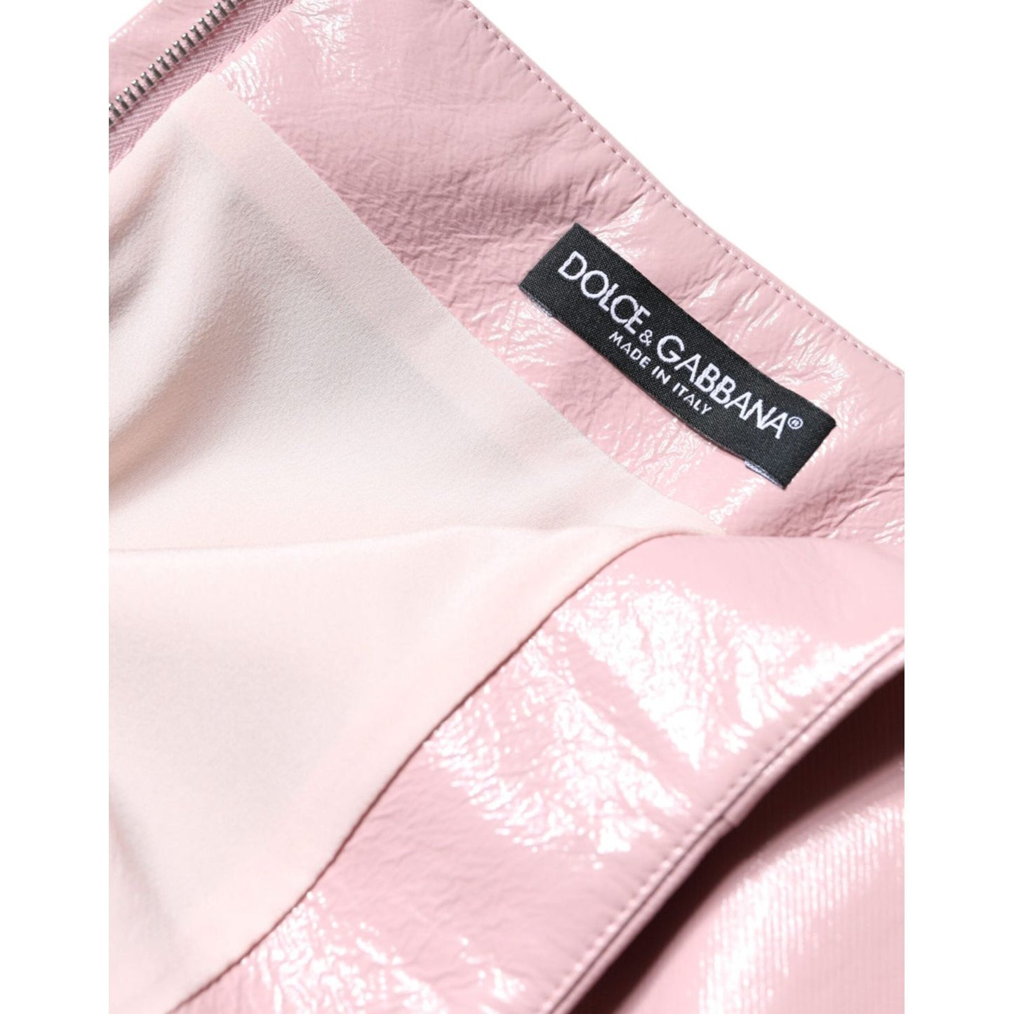 Dolce & Gabbana Glossy Pink Cotton High Waist Mini Skirt Dolce & Gabbana Misty Rose