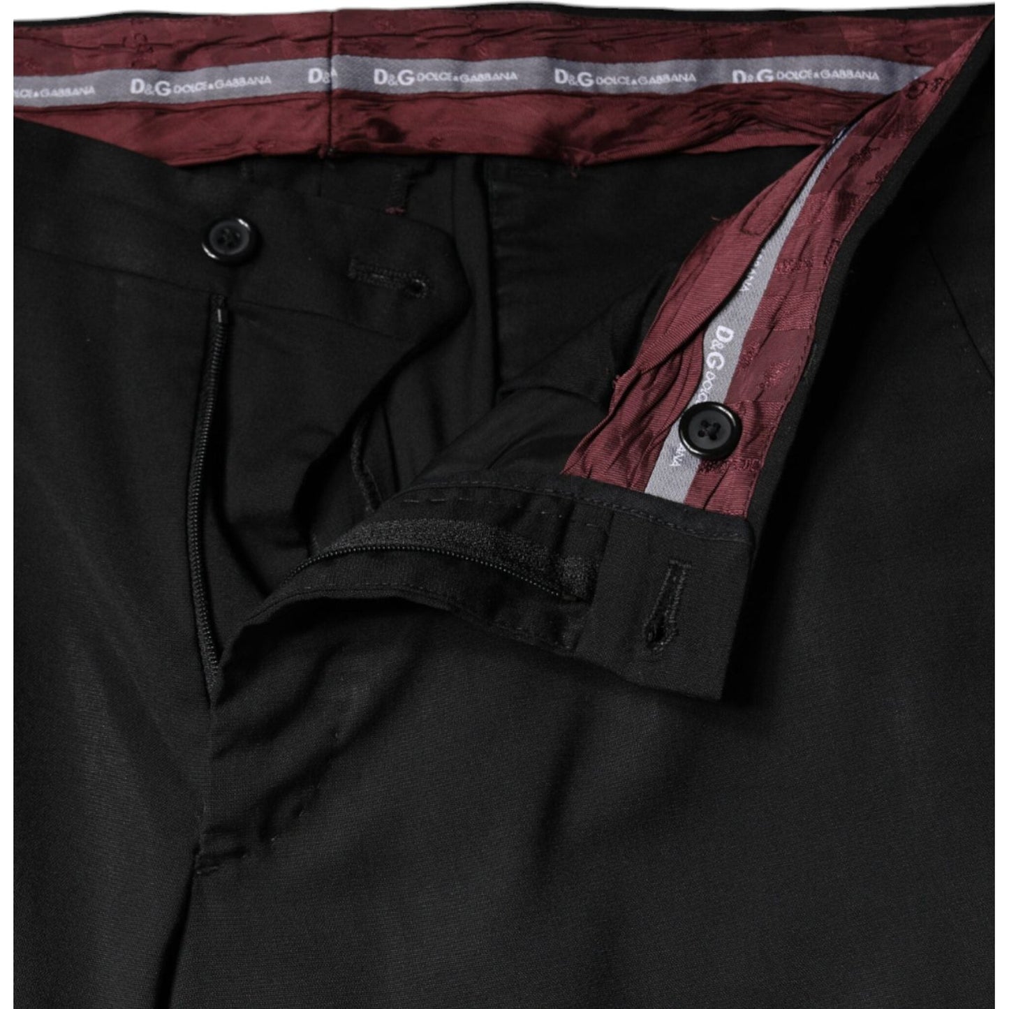 Dolce & Gabbana Black Polyester High Waist Tapered Pants Dolce & Gabbana Black