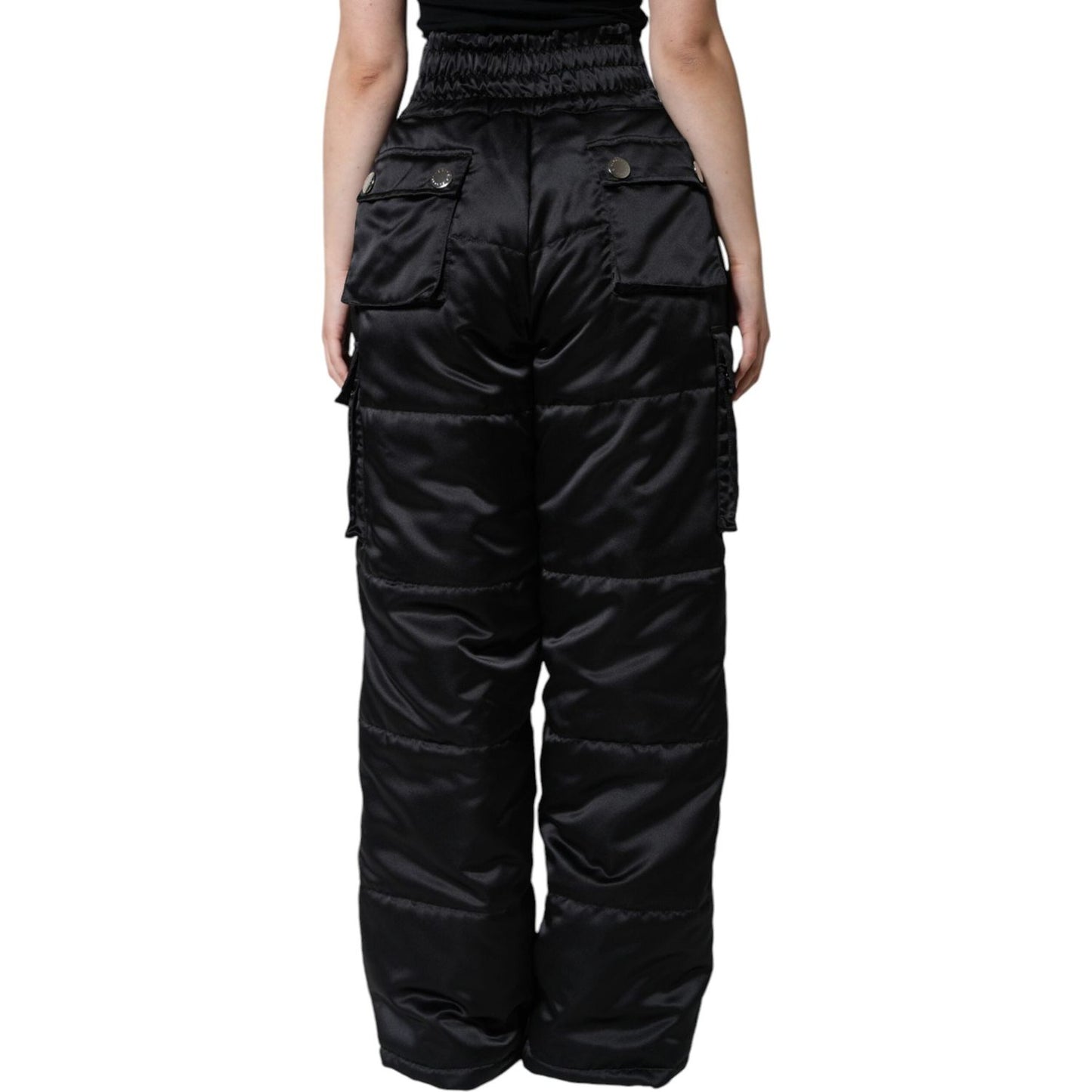 Dolce & Gabbana Black Quilted High Waist Women Boot Cut Pants Dolce & Gabbana Black