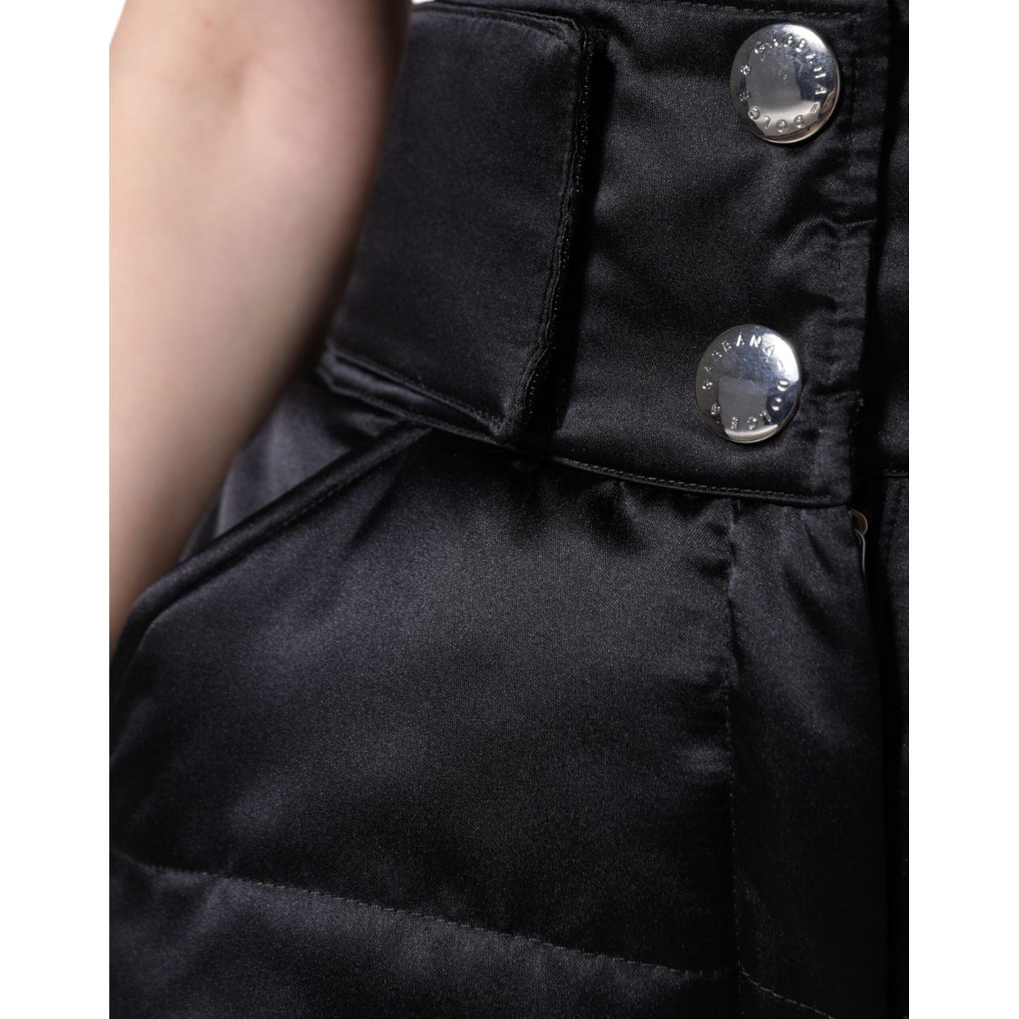 Dolce & Gabbana Black Quilted High Waist Women Boot Cut Pants Dolce & Gabbana Black