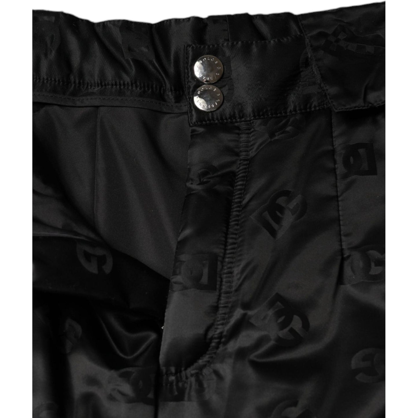 Dolce & Gabbana Black Quilted High Waist Women Wide Leg Pants Dolce & Gabbana Black
