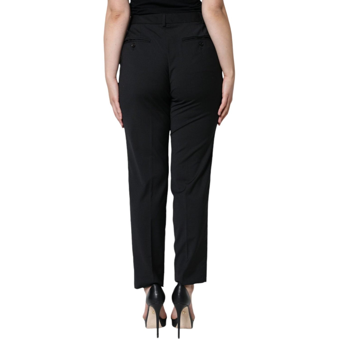 Dolce & Gabbana Black High Waist Tapered Women Pants Dolce & Gabbana Black