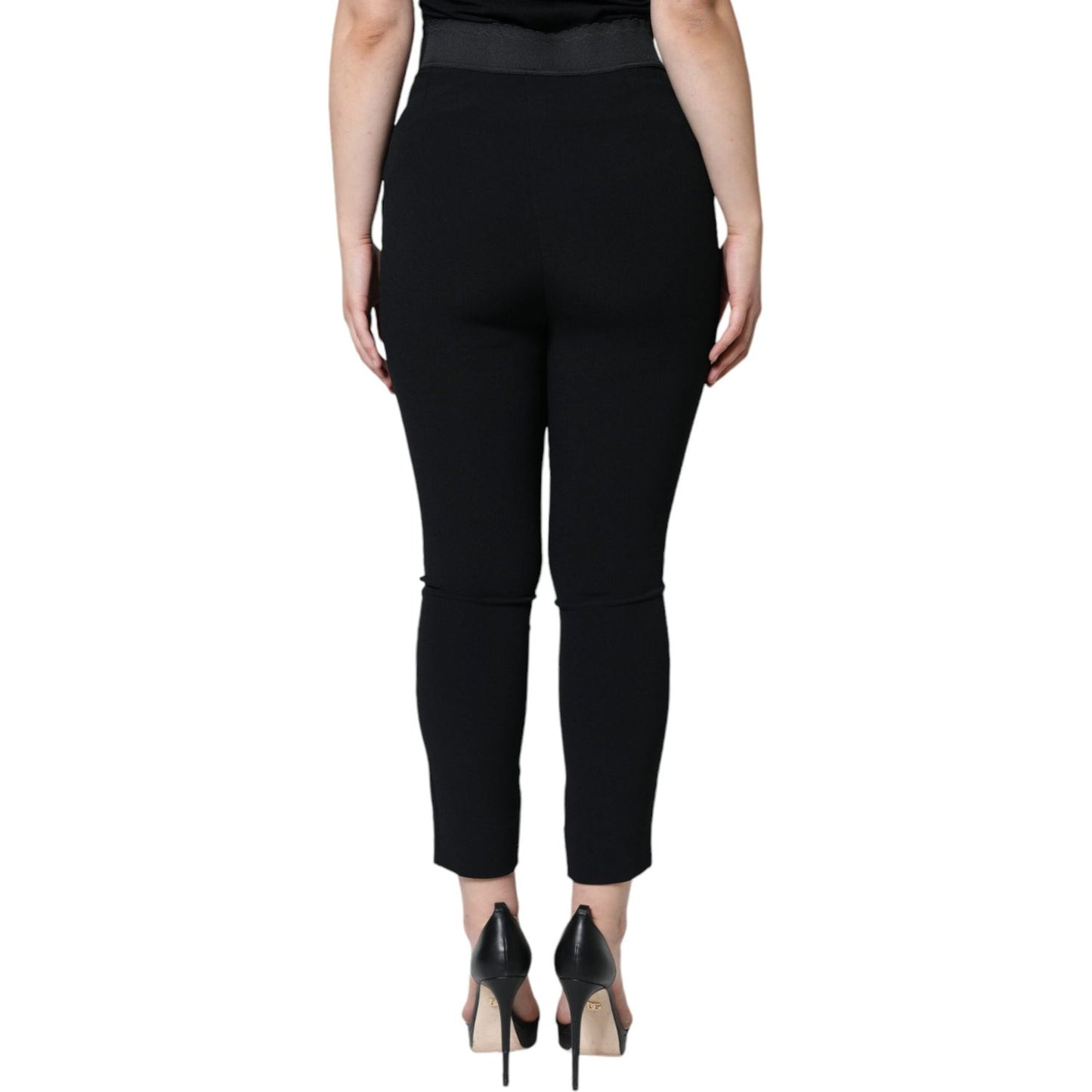 Dolce & Gabbana Black Viscose High Waist Tapered Pants Dolce & Gabbana Tan