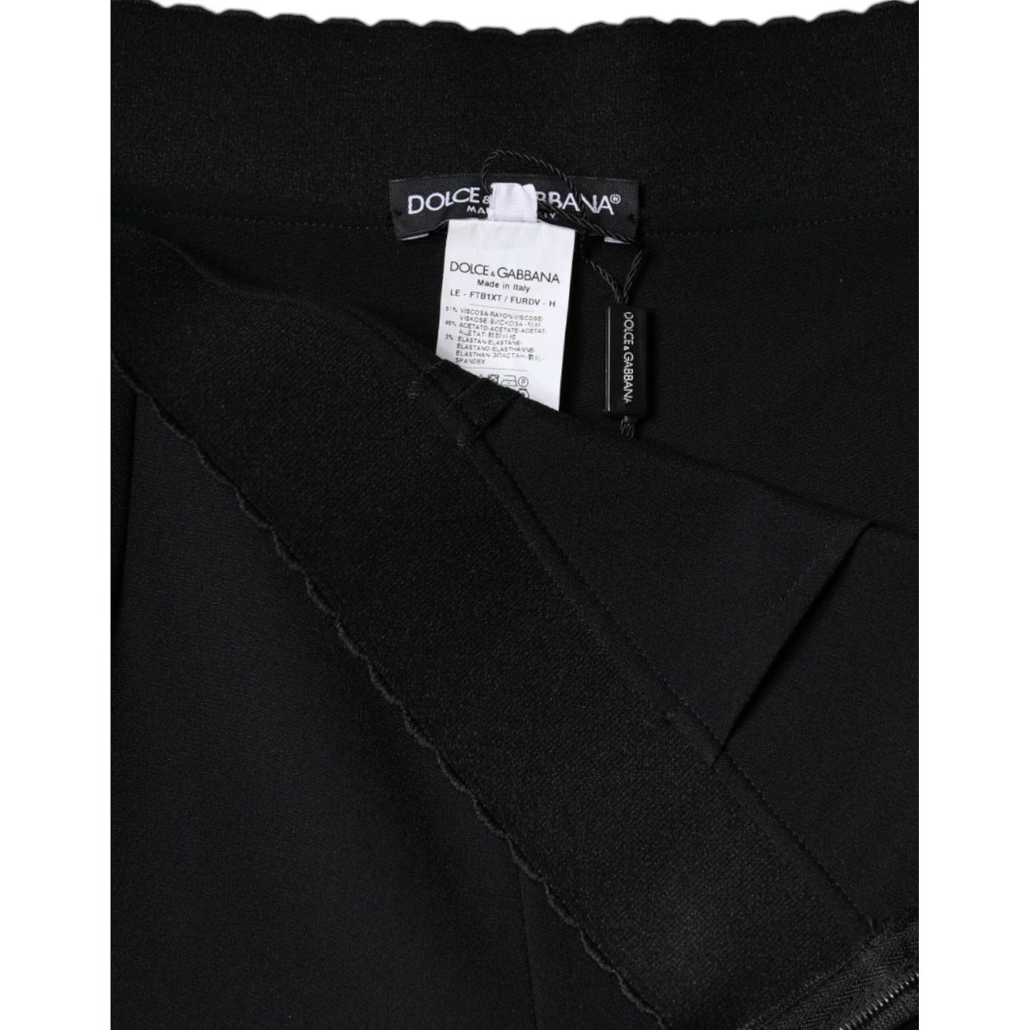 Dolce & Gabbana Black Viscose High Waist Tapered Pants Dolce & Gabbana Black