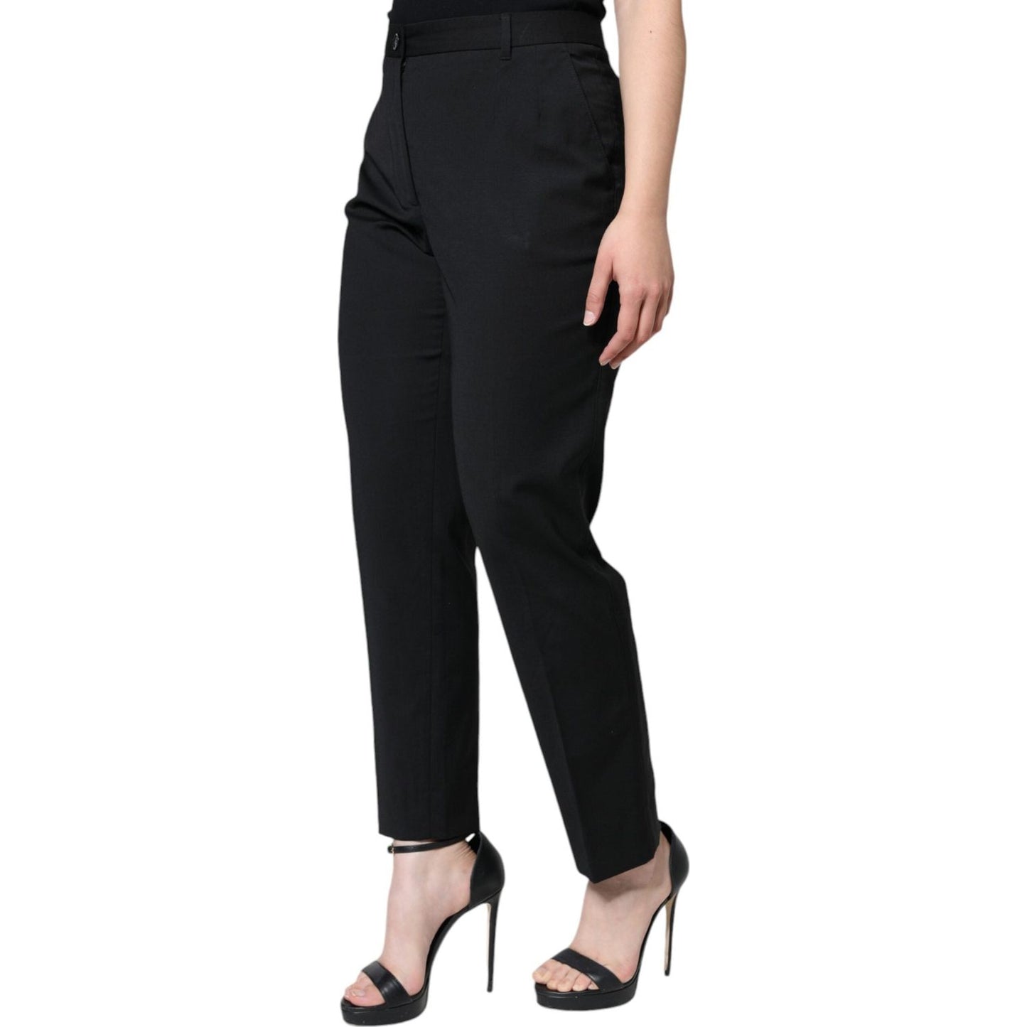Dolce & Gabbana Black High Waist Tapered Pants Dolce & Gabbana Black