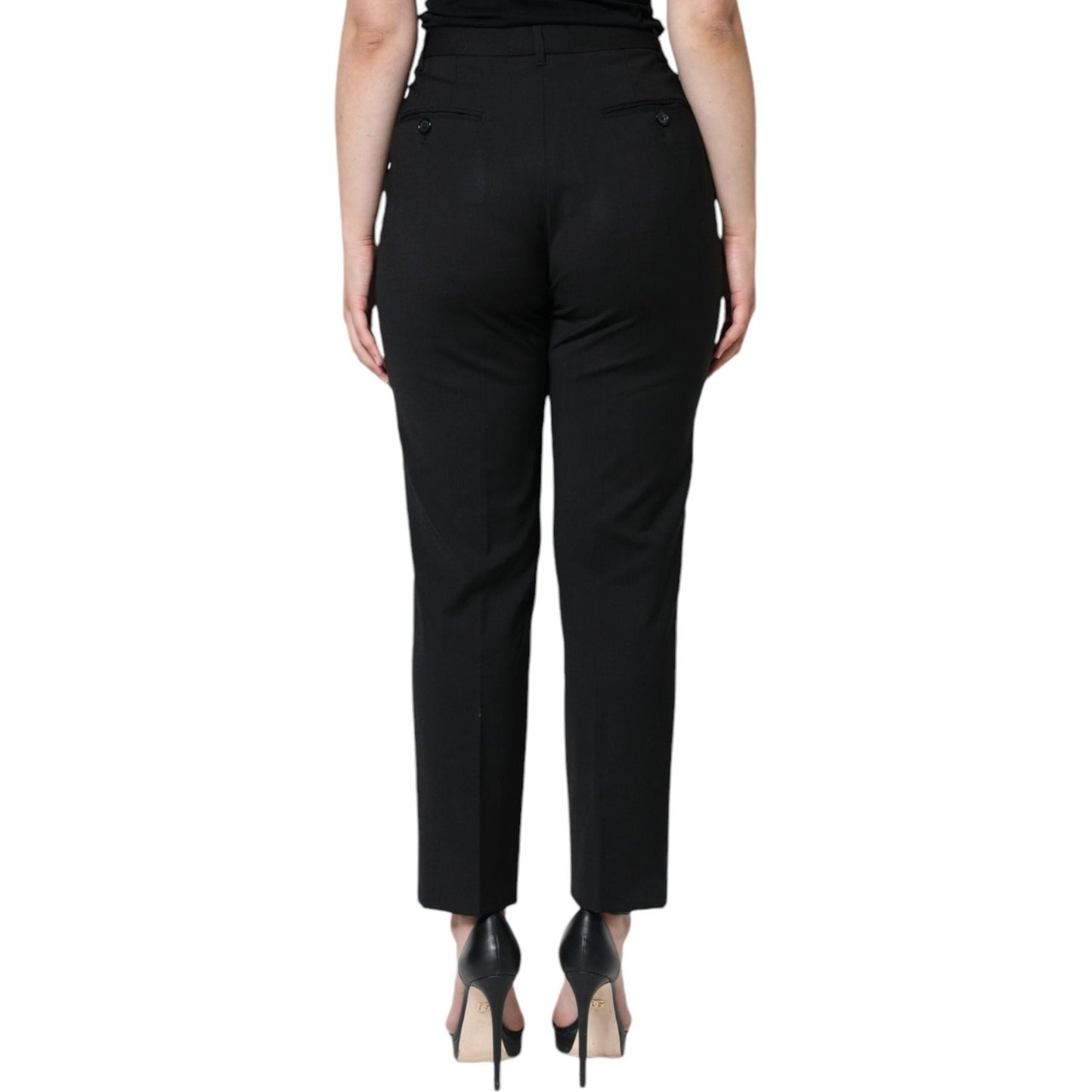 Dolce & Gabbana Black High Waist Tapered Pants Dolce & Gabbana Black