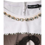 Dolce & Gabbana White Crystal Neckline Embellished Printed T-shirt TSH84252-36