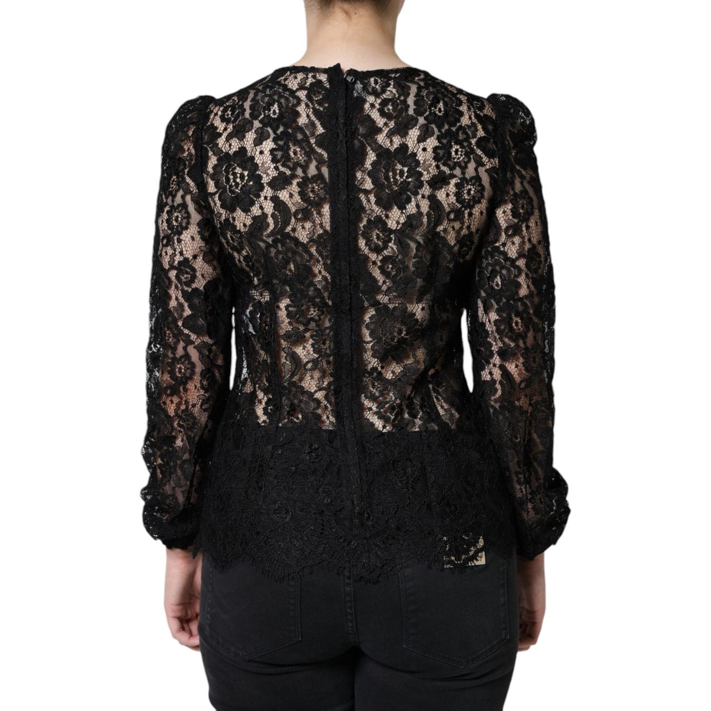 Dolce & Gabbana Black Floral Lace See Through Long Sleeve Top Dolce & Gabbana Black