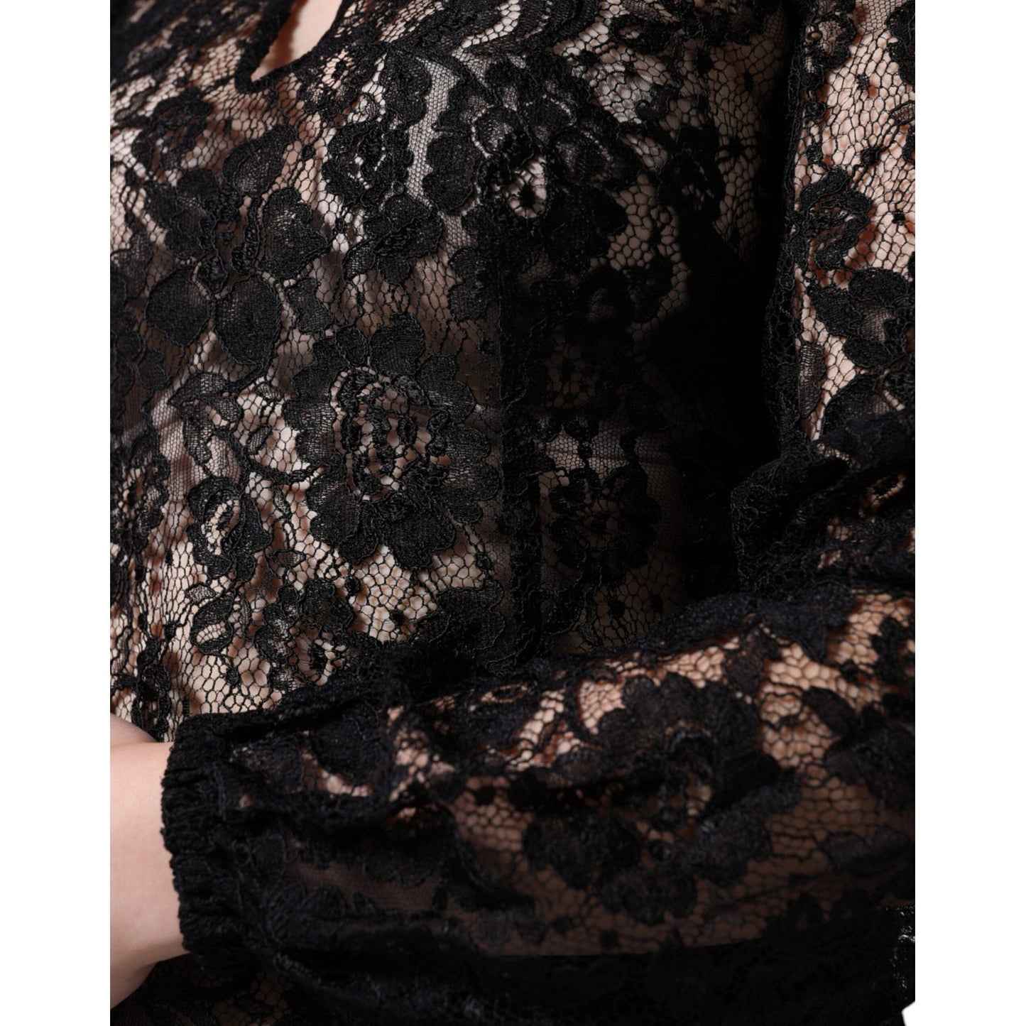 Dolce & Gabbana Black Floral Lace See Through Long Sleeve Top Dolce & Gabbana Black