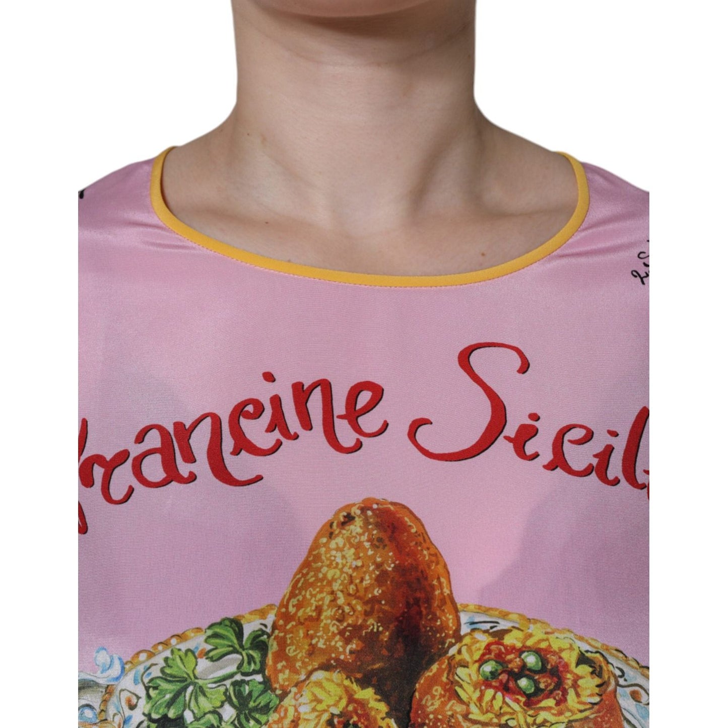 Dolce & Gabbana Pink Silk Araneine Siciliana Print Short Sleeves Top Dolce & Gabbana Rosy Brown