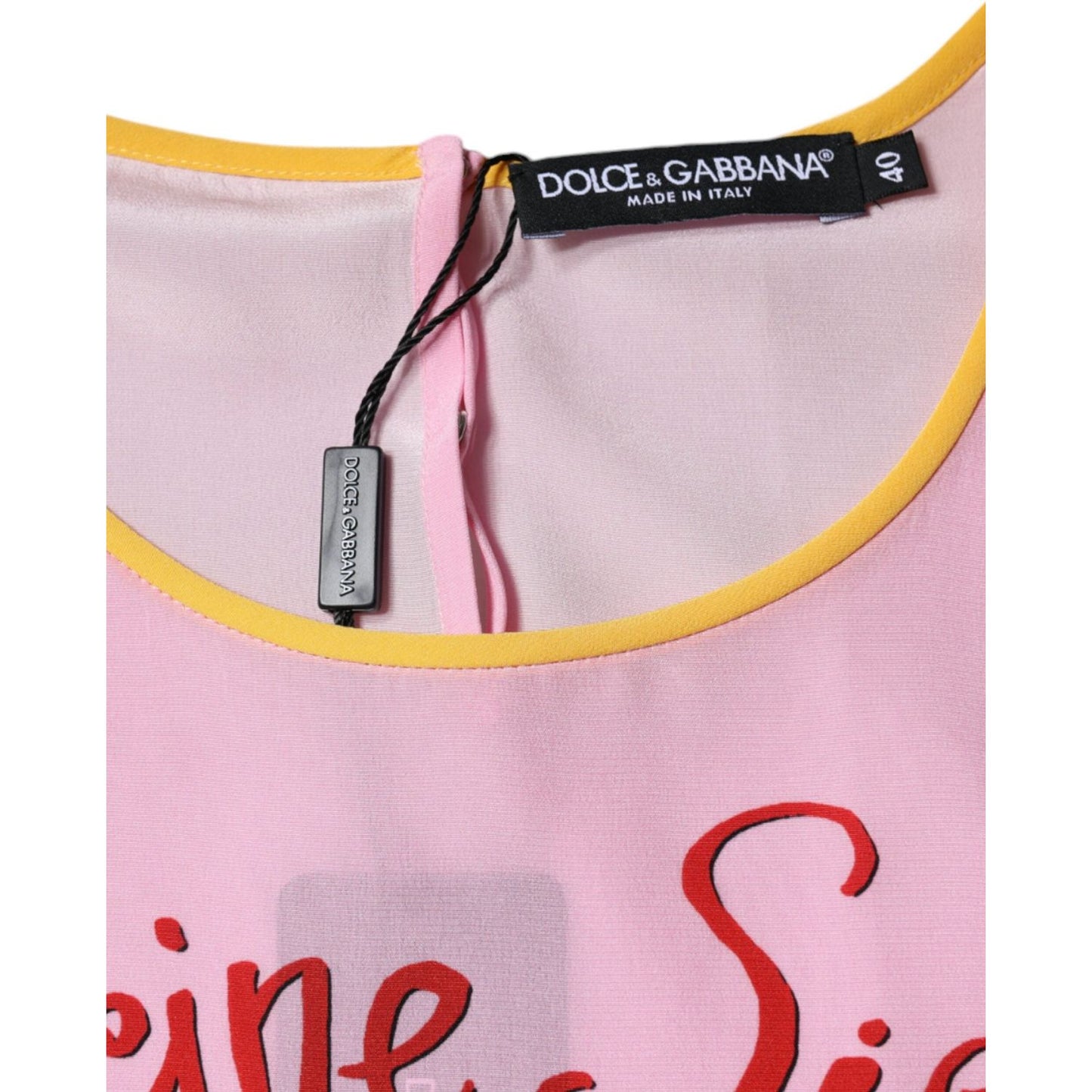 Dolce & Gabbana Pink Silk Araneine Siciliana Print Short Sleeves Top Dolce & Gabbana Thistle