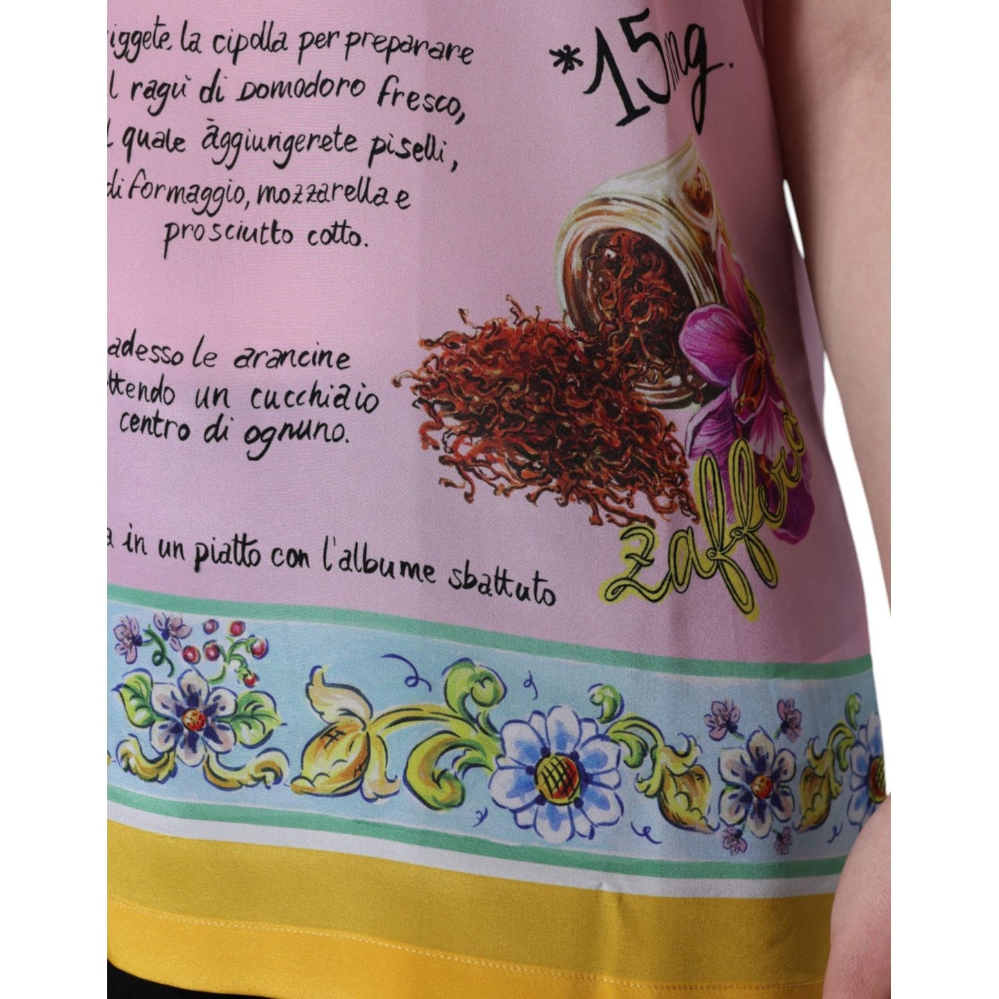 Dolce & Gabbana Pink Silk Araneine Siciliana Print Short Sleeves Top Dolce & Gabbana Dark Gray