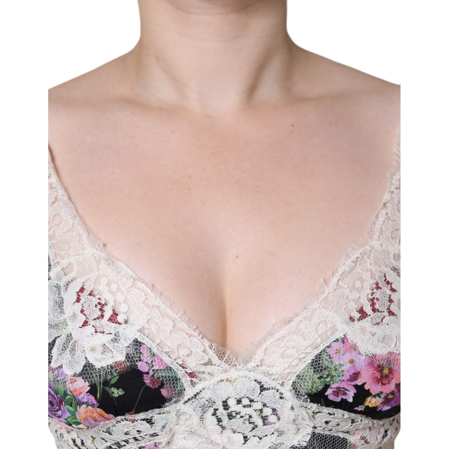 Dolce & Gabbana Black Floral Lace Short Sleeves Blouse Top Dolce & Gabbana Gray