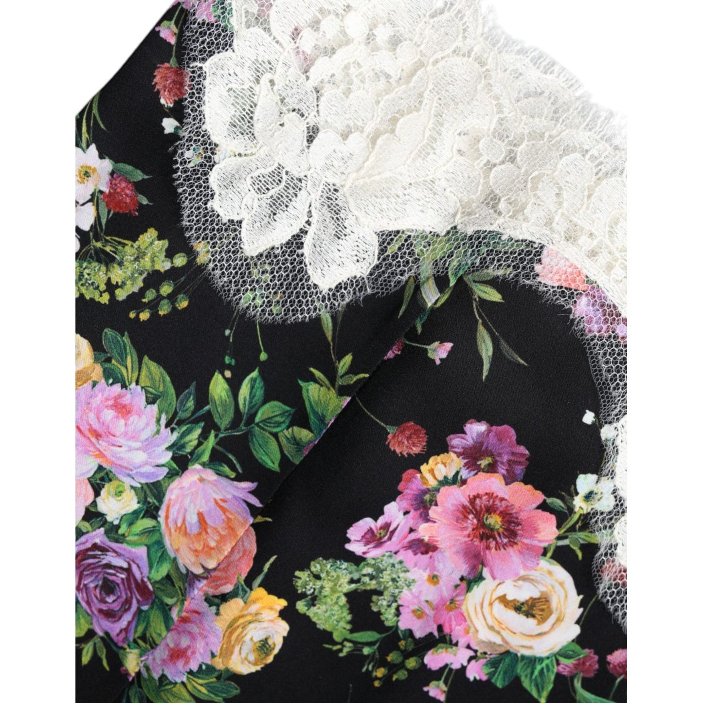 Dolce & Gabbana Black Floral Lace Short Sleeves Blouse Top Dolce & Gabbana Black