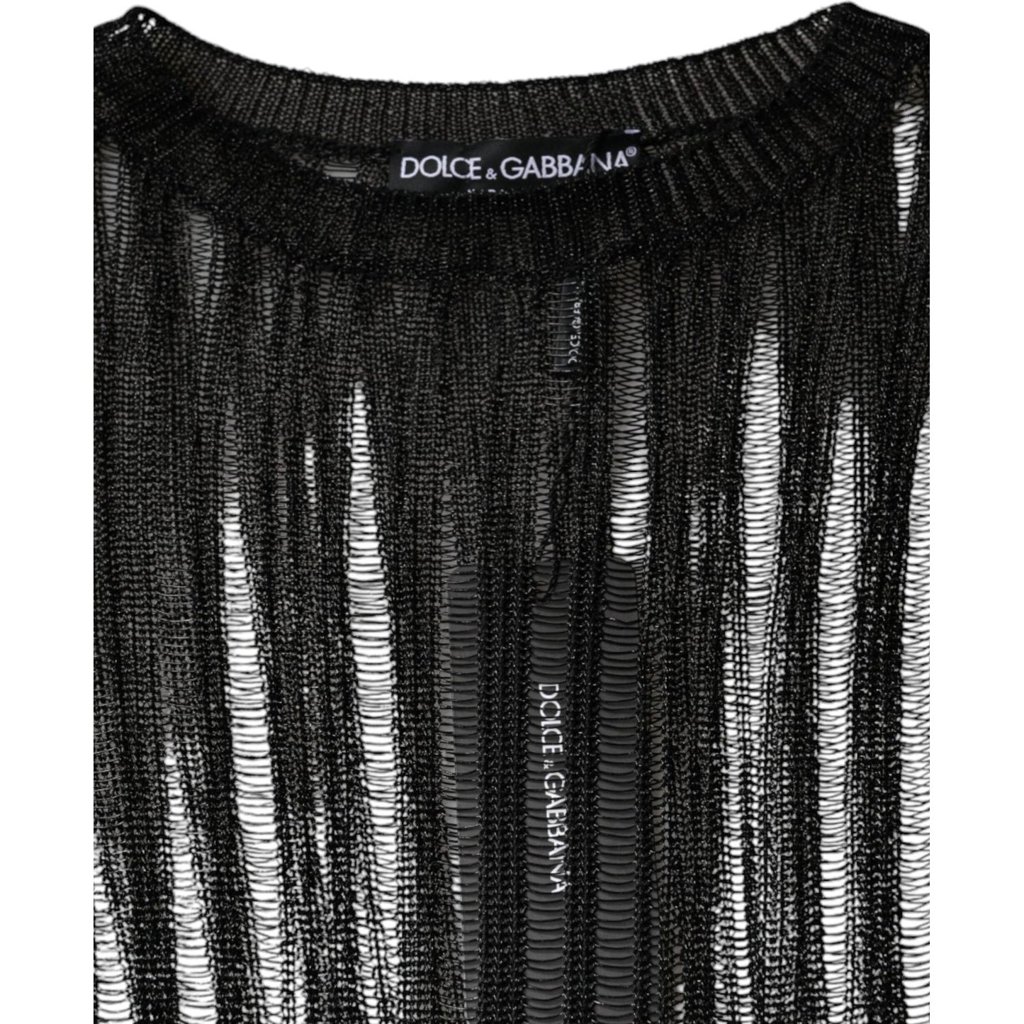 Dolce & Gabbana Black Stripe See Through Long Sleeves Top Dolce & Gabbana Black