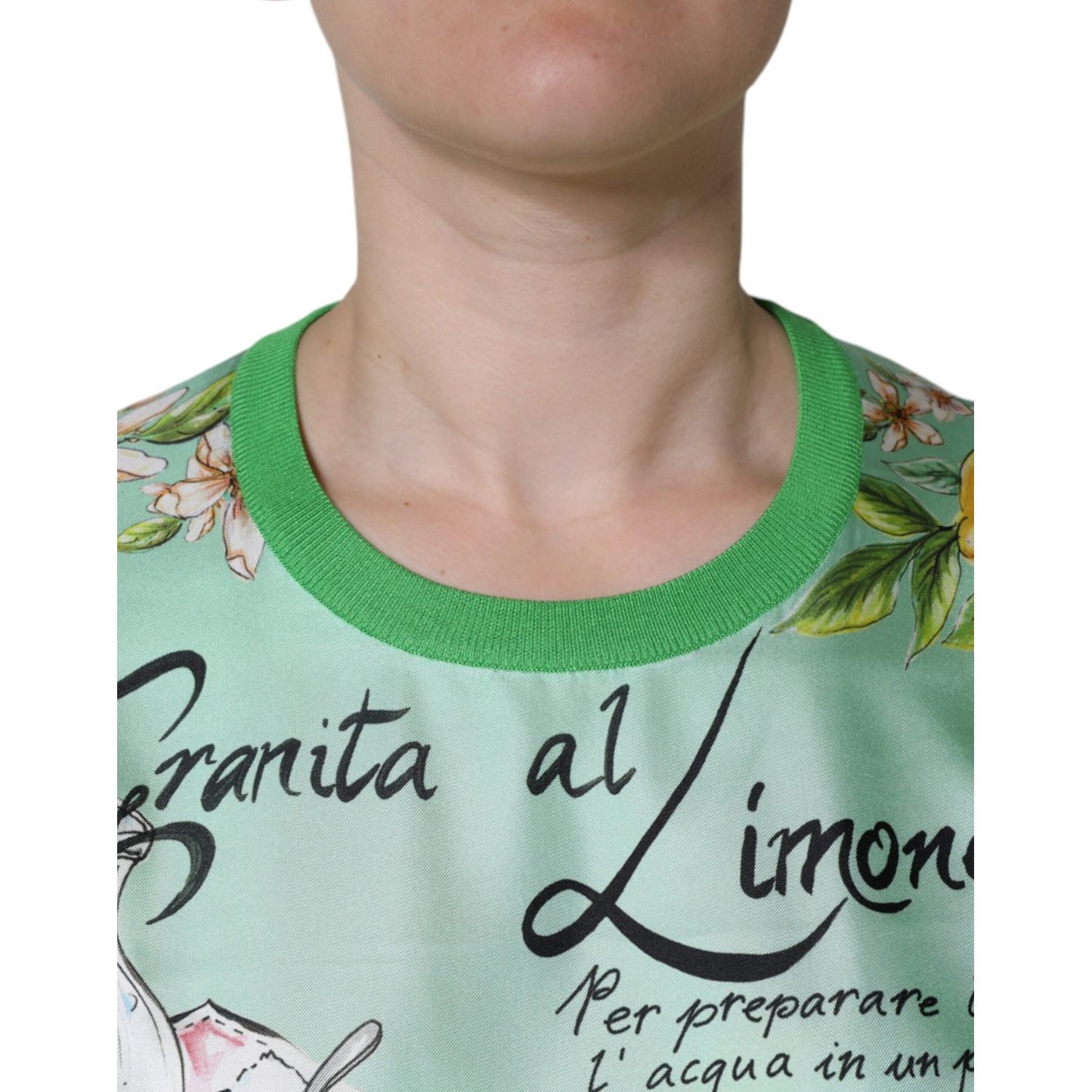 Dolce & Gabbana Green Silk Granita Al Limone Long Sleeves Sweater Dolce & Gabbana Dark Gray