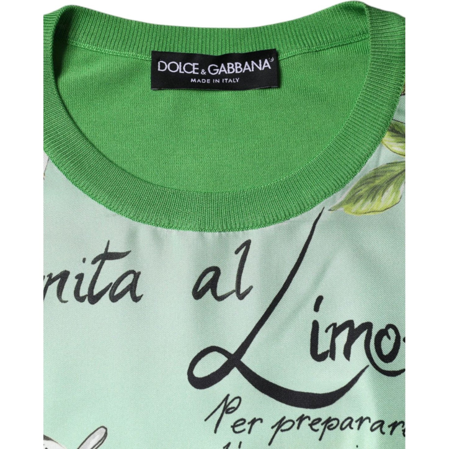 Dolce & Gabbana Green Silk Granita Al Limone Long Sleeves Sweater Dolce & Gabbana Gray