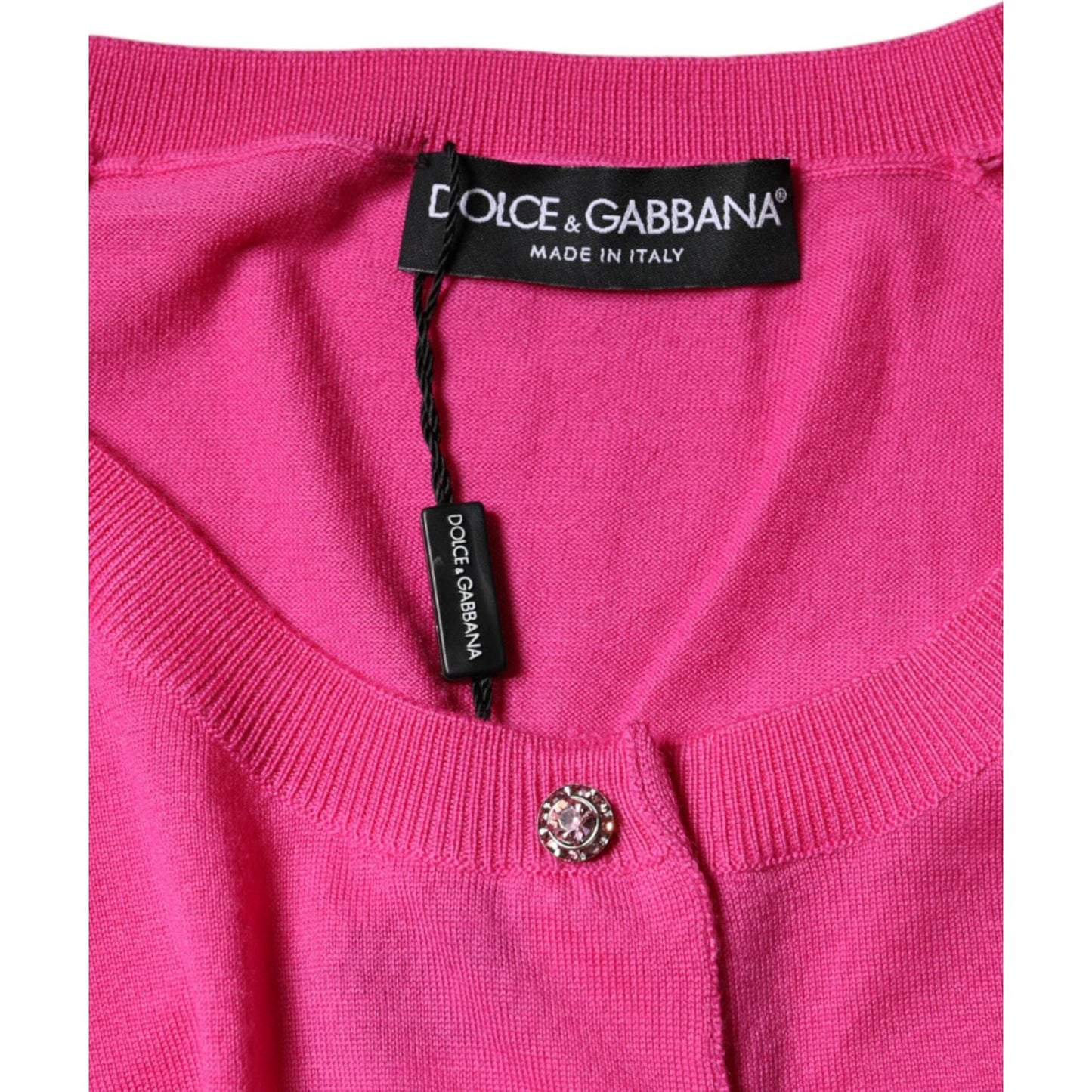 Dolce & Gabbana Pink Wool Button Down Short Sleeve Blouse Top Dolce & Gabbana Violet Red