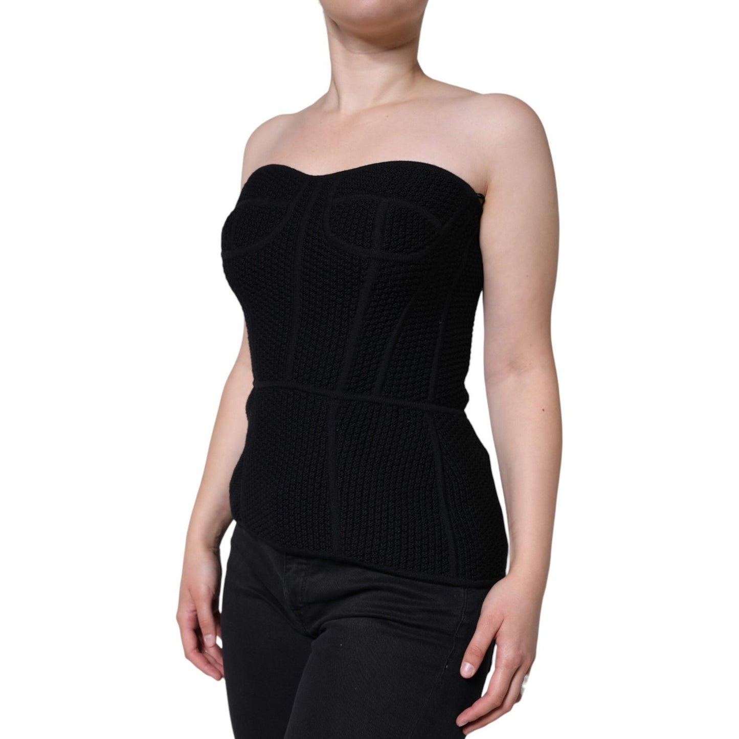 Dolce & Gabbana Black Bustier Sleeveless Corset Blouse Top Dolce & Gabbana Black