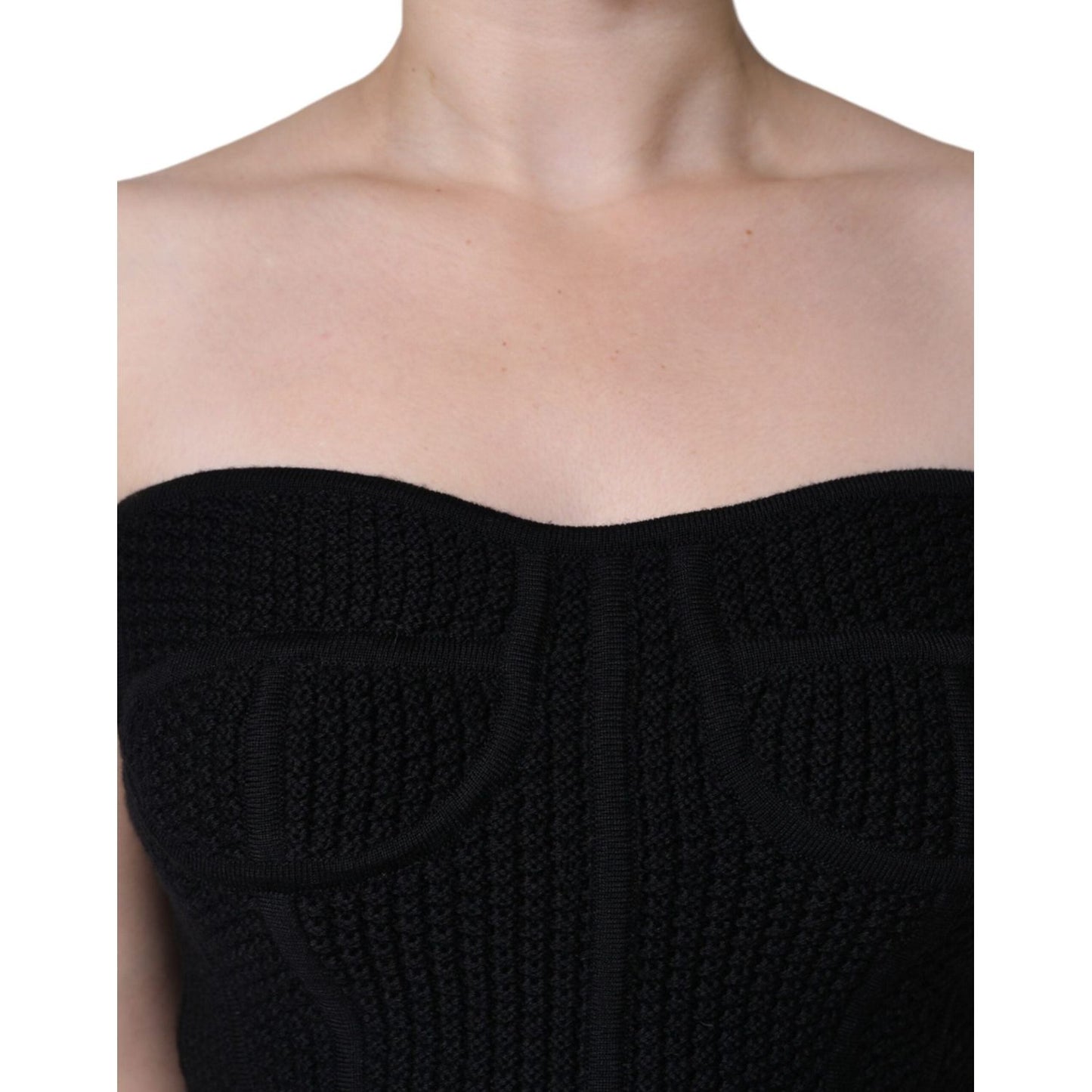 Dolce & Gabbana Black Bustier Sleeveless Corset Blouse Top Dolce & Gabbana Tan