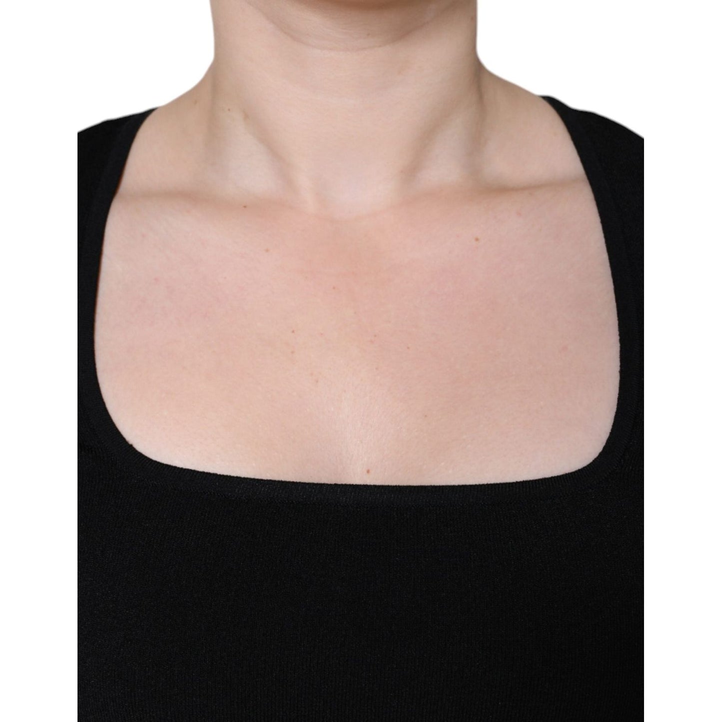 Dolce & Gabbana Black Long Sleeves Blouse Square Neck Top Dolce & Gabbana Black