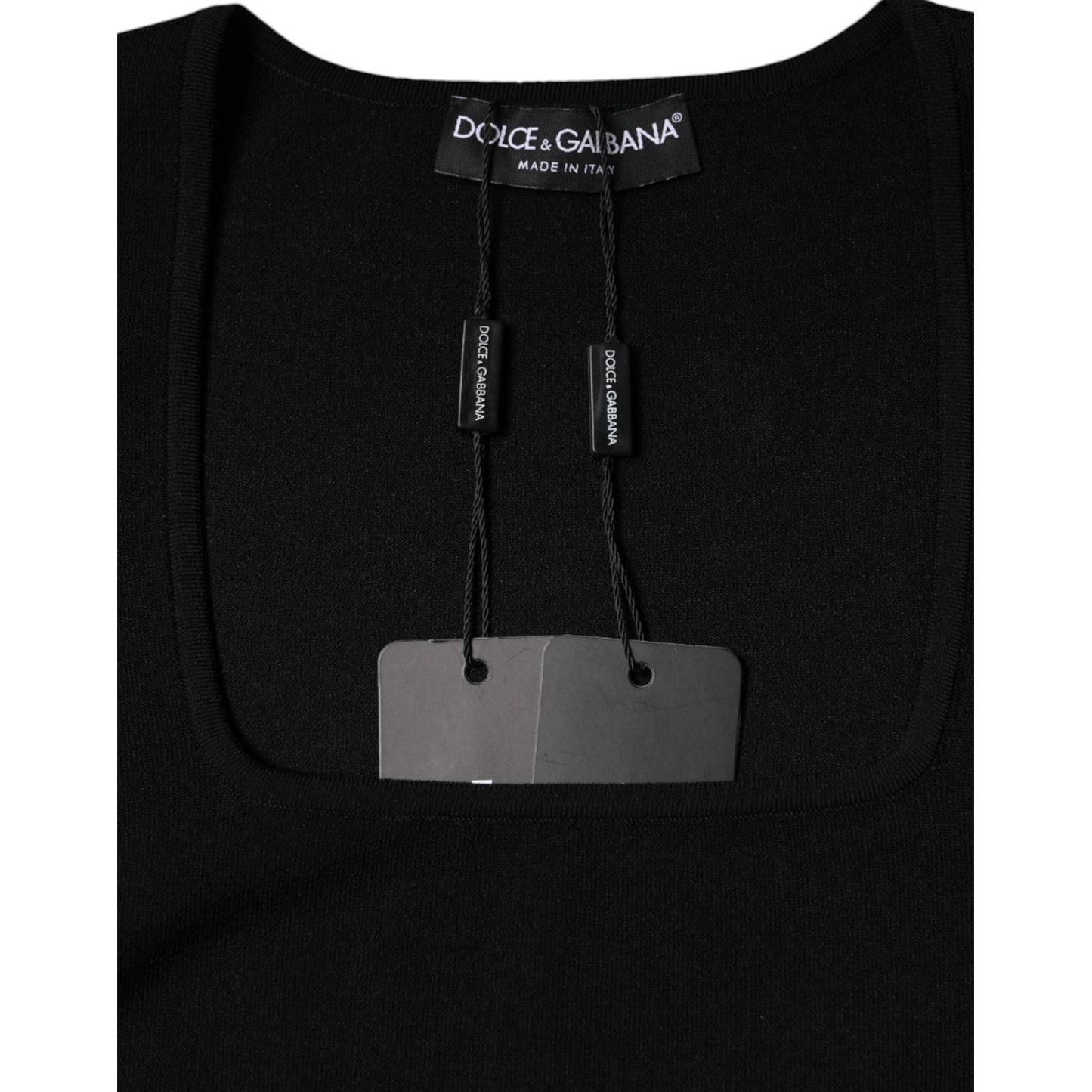 Dolce & Gabbana Black Long Sleeves Blouse Square Neck Top Dolce & Gabbana Black