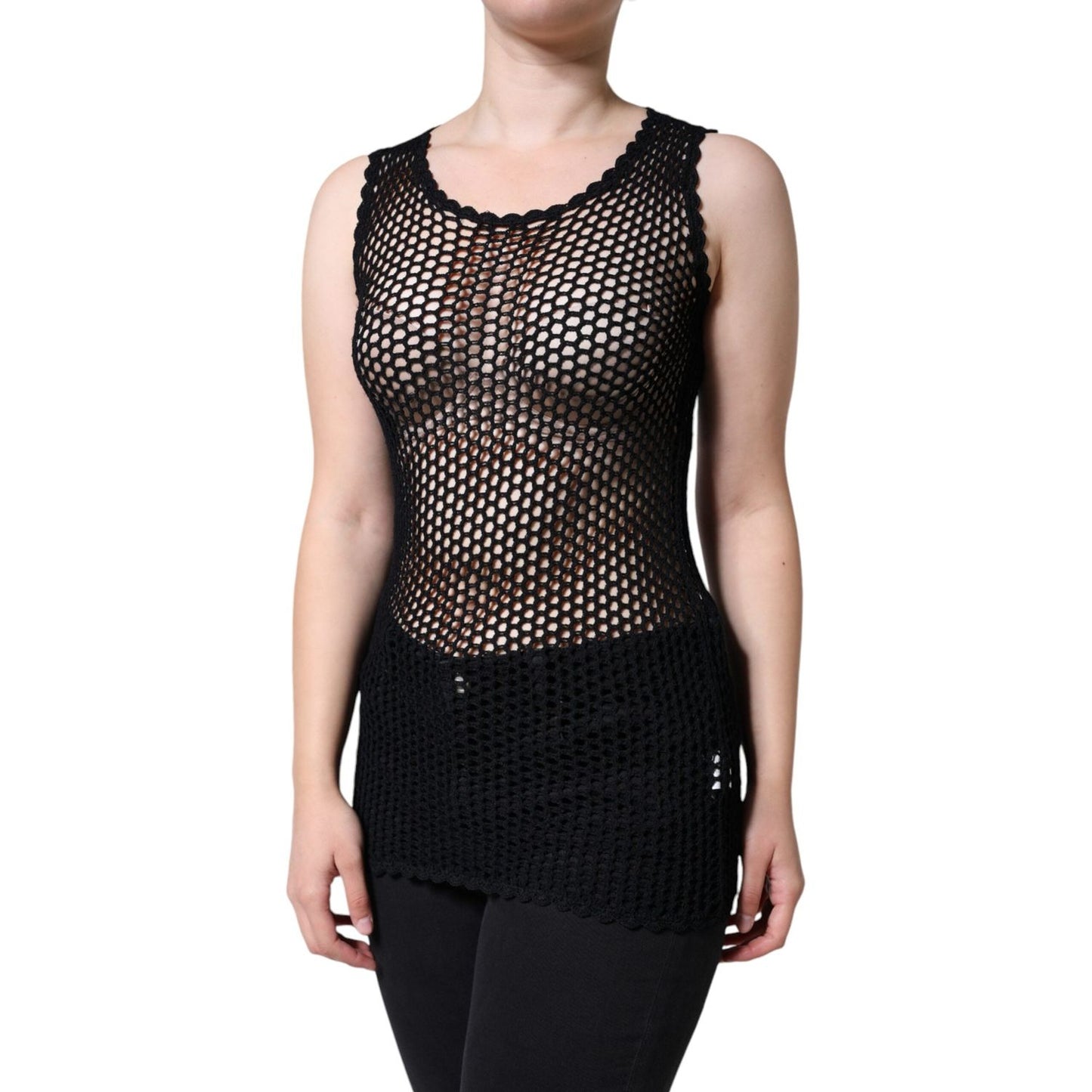 Dolce & Gabbana Black Mesh See Through Sleeveless Tank Top Dolce & Gabbana Black
