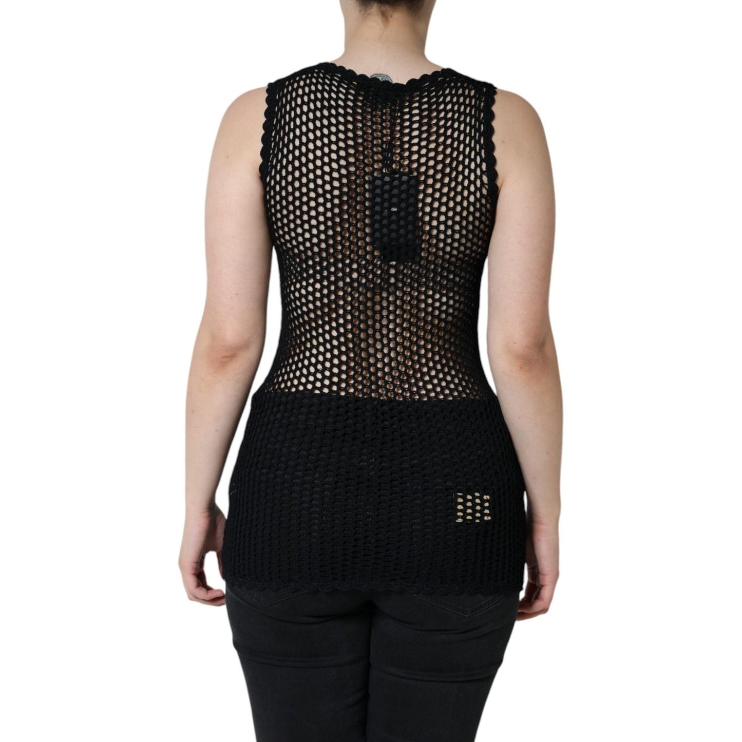 Dolce & Gabbana Black Mesh See Through Sleeveless Tank Top Dolce & Gabbana Black