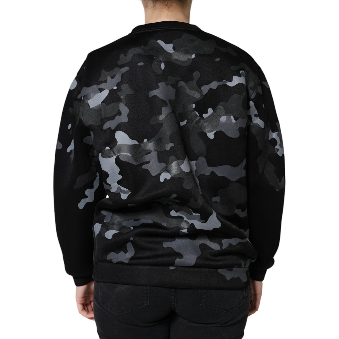 Dolce & Gabbana Black Camouflage Round Neck Sweatshirt Sweater Dolce & Gabbana Black