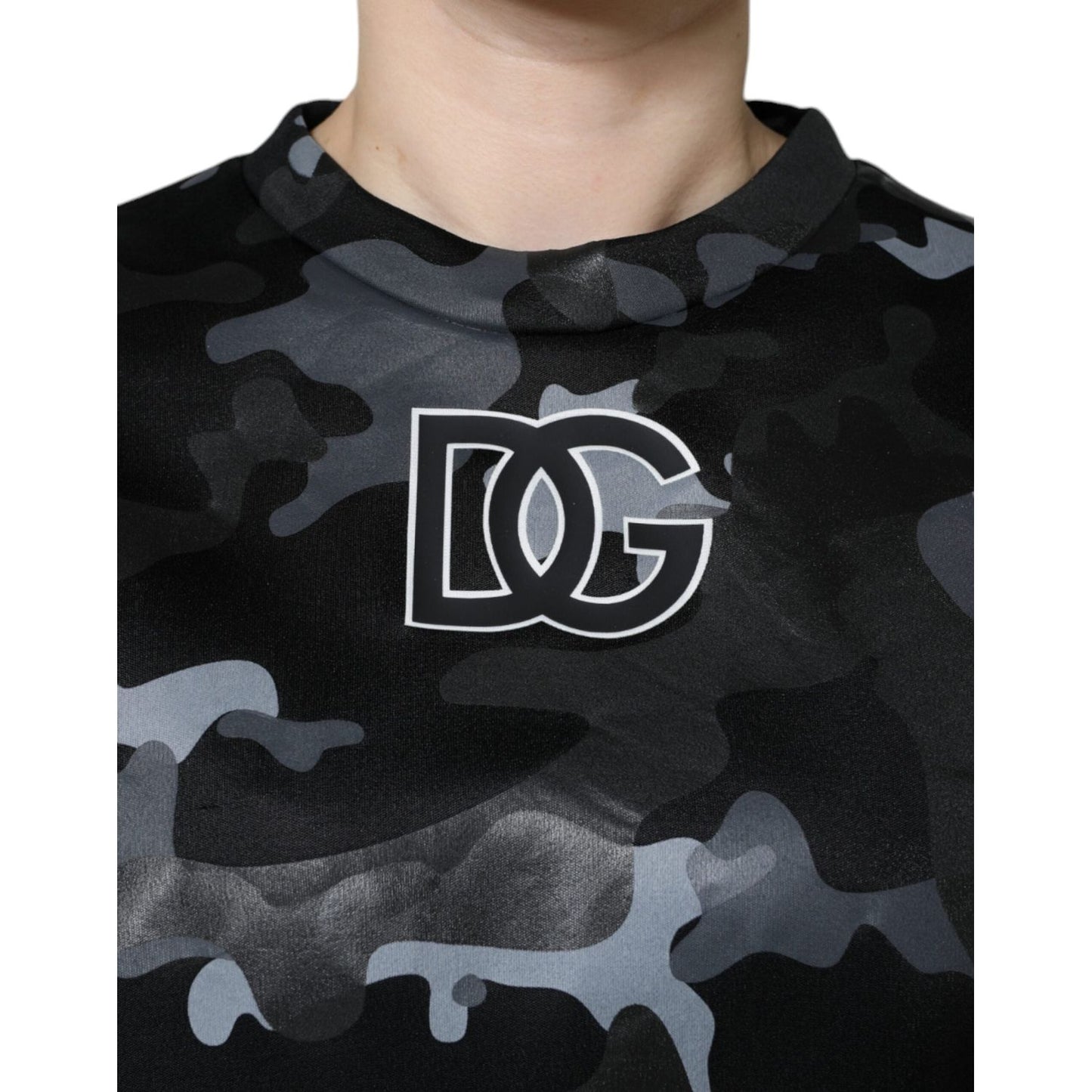 Dolce & Gabbana Black Camouflage Round Neck Sweatshirt Sweater Dolce & Gabbana Black