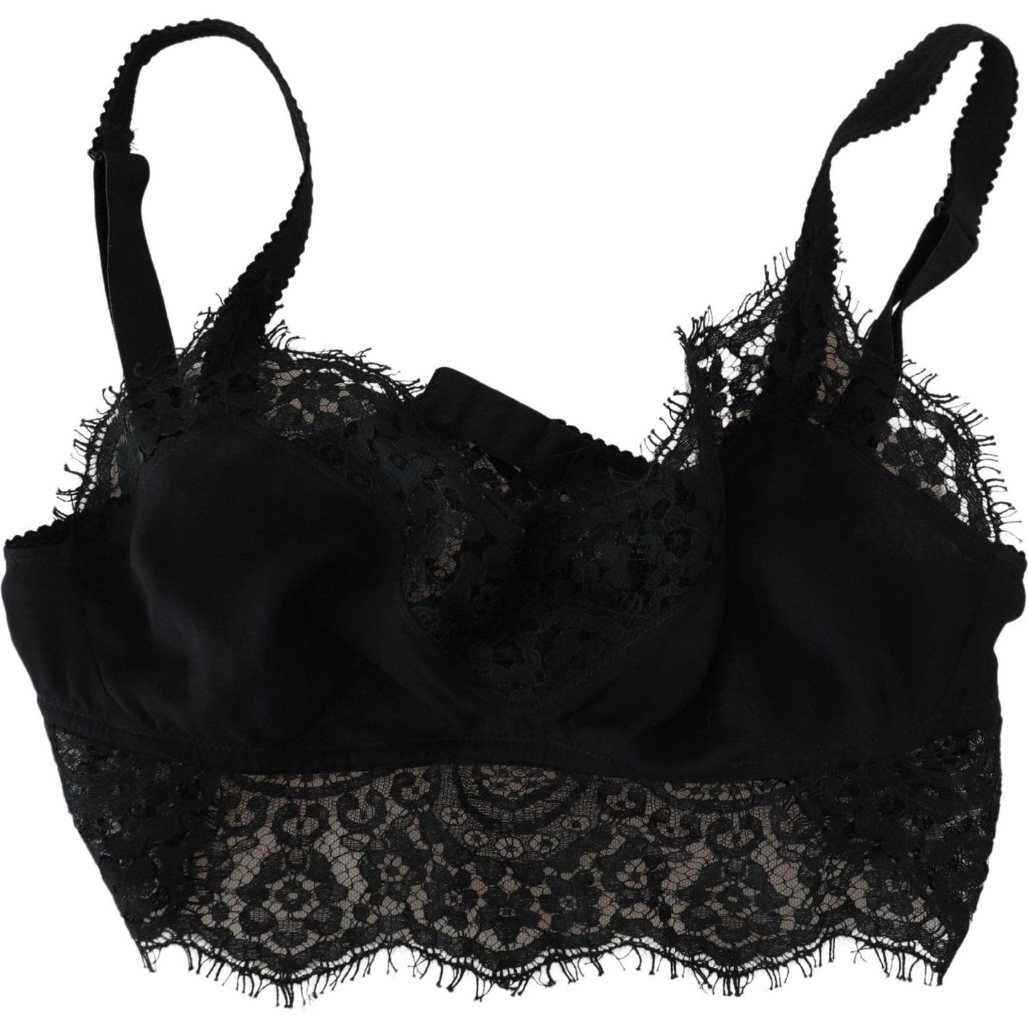Dolce & Gabbana Black Floral Lace Stretch Bralette Underwear Dolce & Gabbana Black