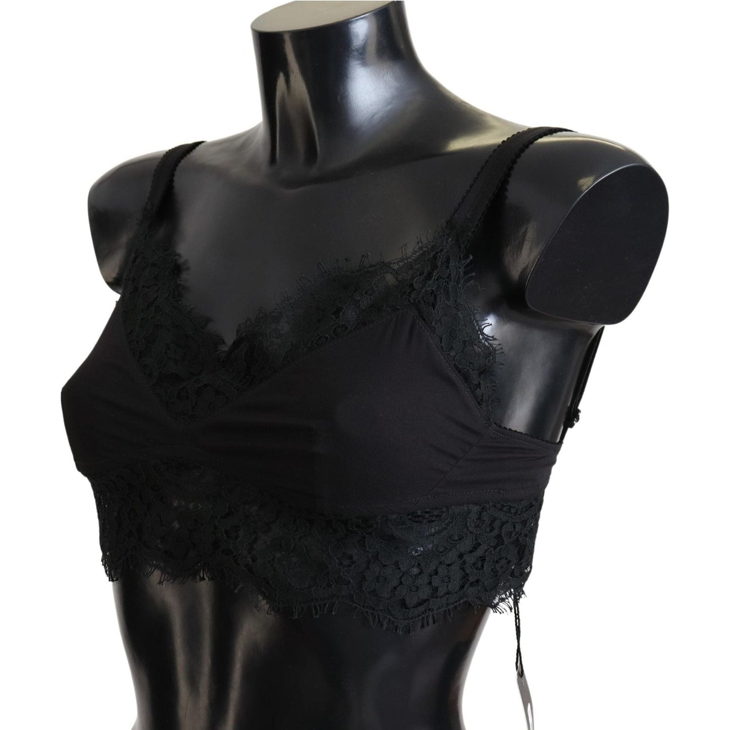 Dolce & Gabbana Black Floral Lace Stretch Bralette Underwear Dolce & Gabbana Black