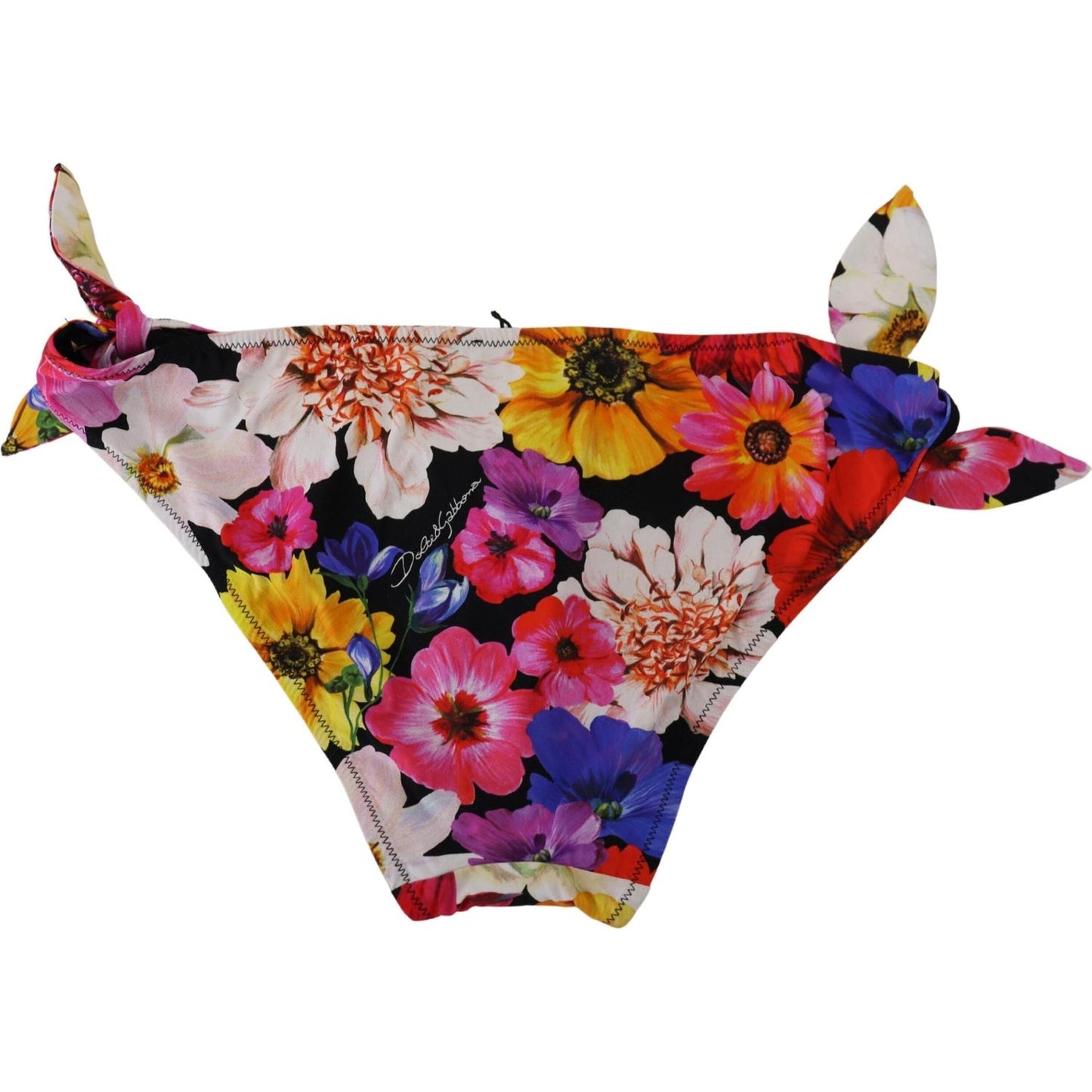 Dolce & Gabbana Black Floral Print Swimsuit Bikini Bottom Swimwear Dolce & Gabbana Sienna
