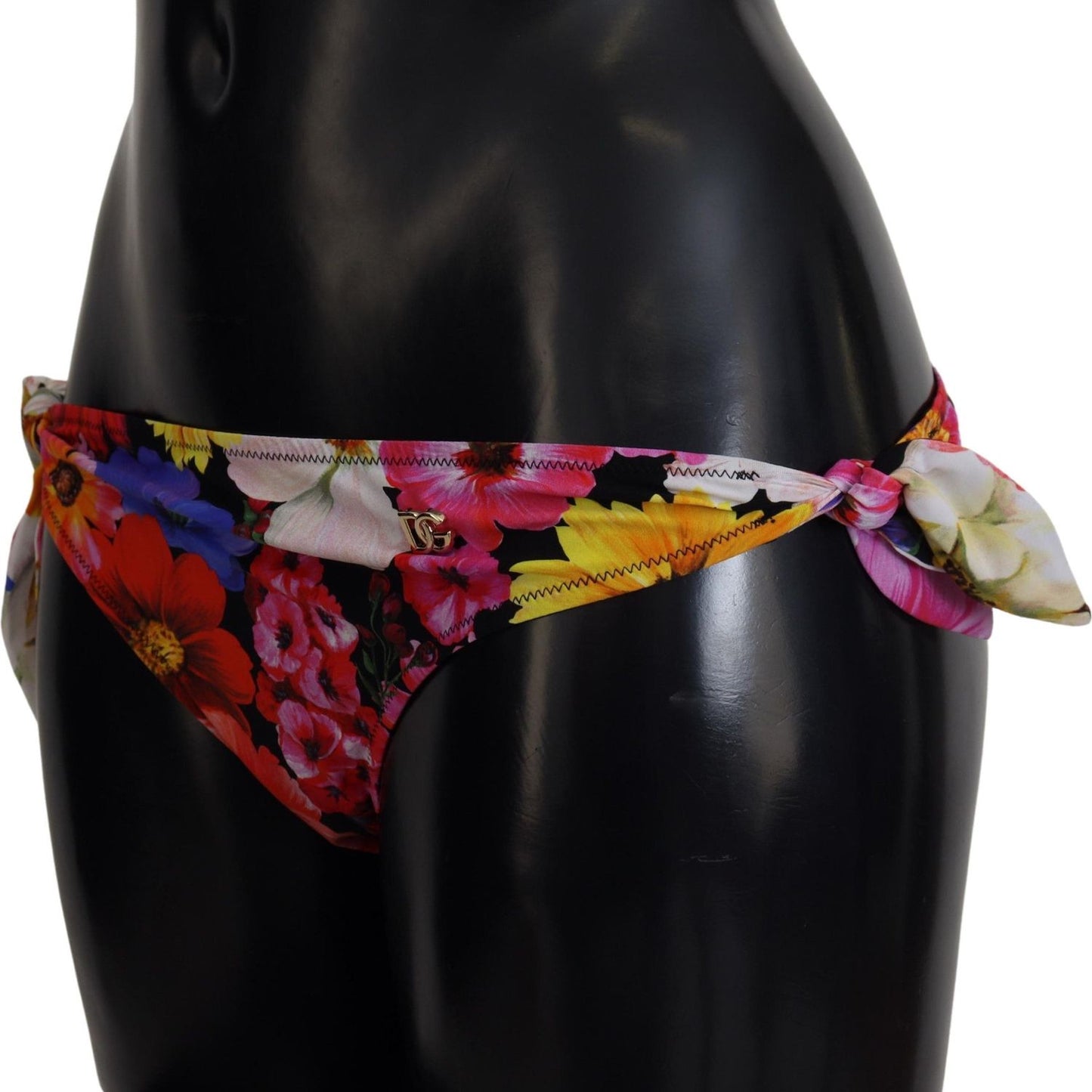 Dolce & Gabbana Black Floral Print Swimsuit Bikini Bottom Swimwear Dolce & Gabbana Black