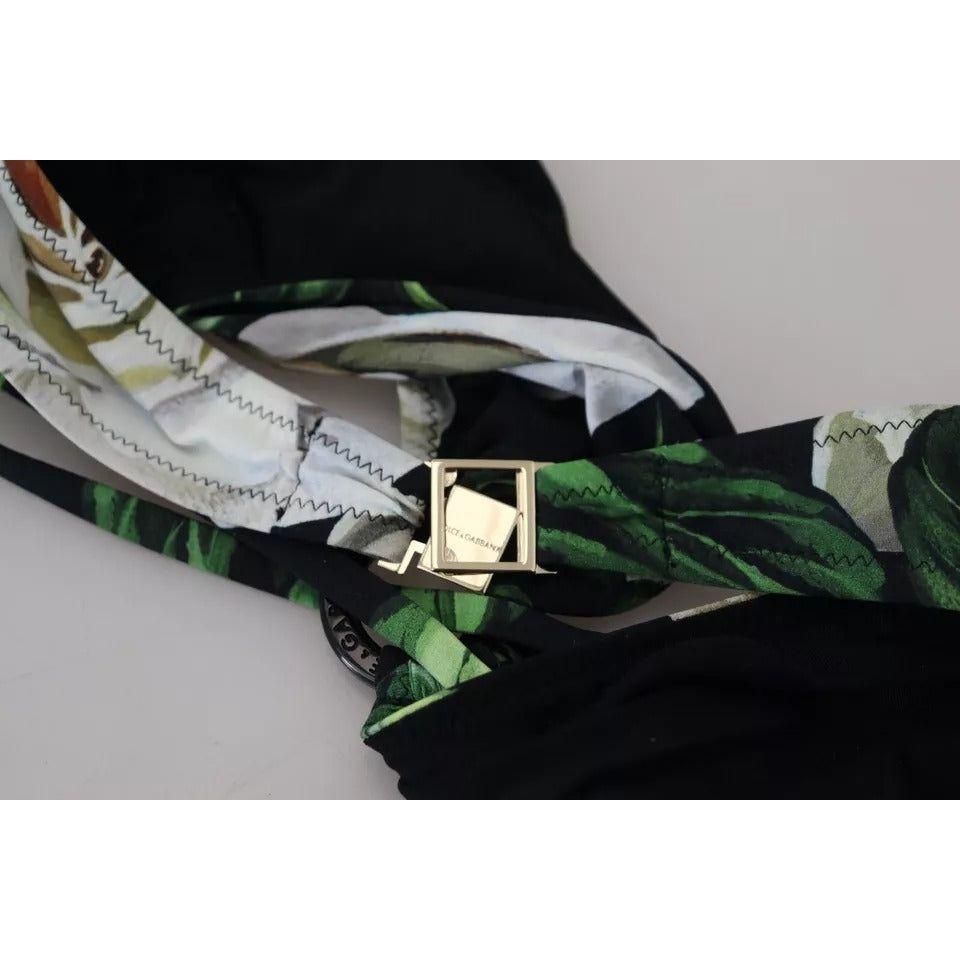 Dolce & Gabbana Black Floral Halter Beachwear Swimwear Bikini Top Dolce & Gabbana Black
