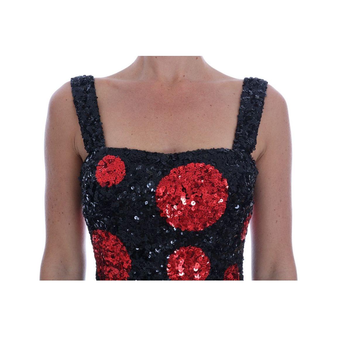Dolce & Gabbana Elegant Polka Dotted Shift Dress Dolce & Gabbana Dim Gray